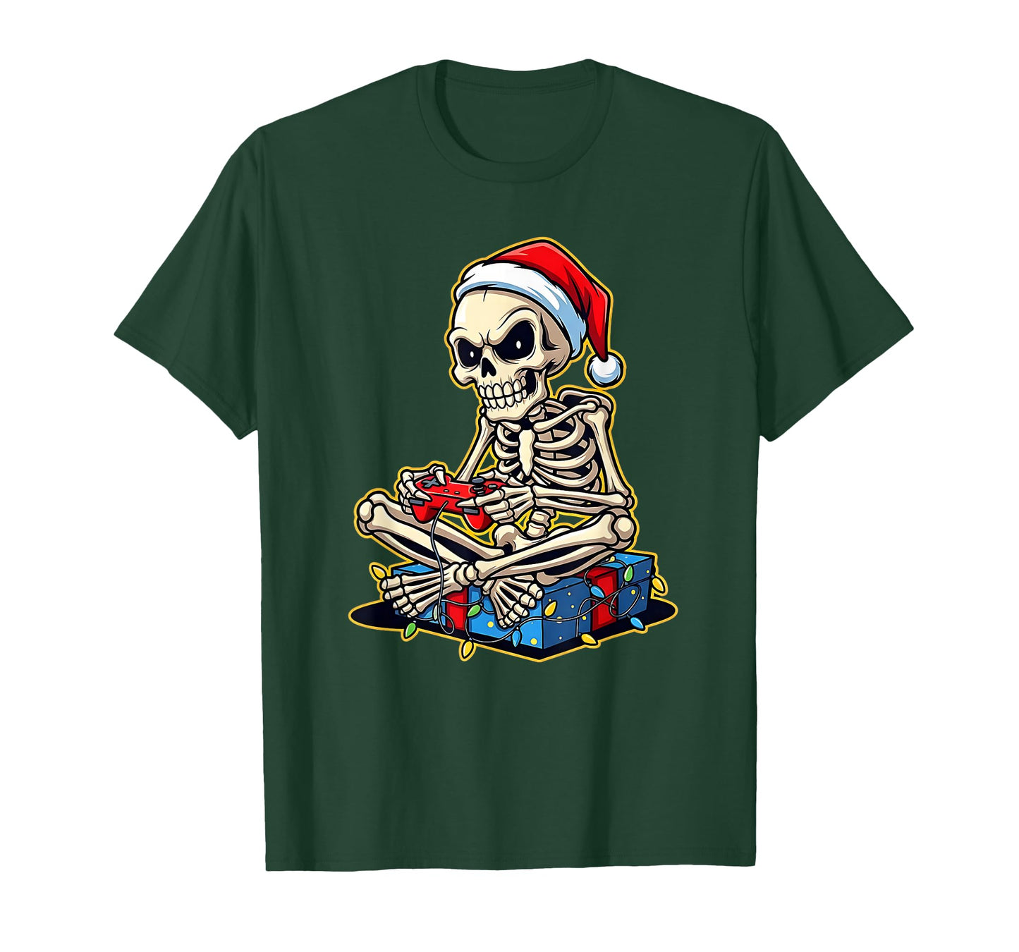 Christmas Skeleton Gamer Video Gaming Funny Skeleton T-Shirt