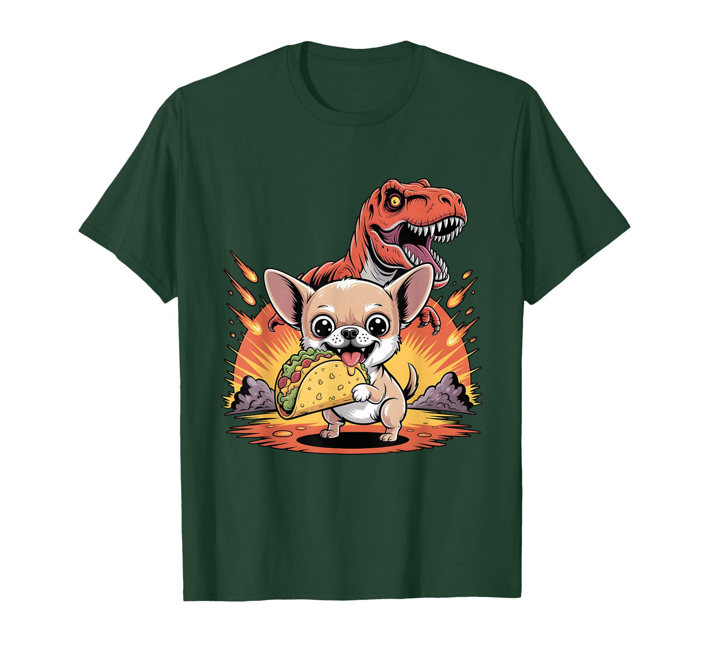 Funny Chihuahua Taco Dinosaur Taco Tuesday Dog Lover T-Shirt