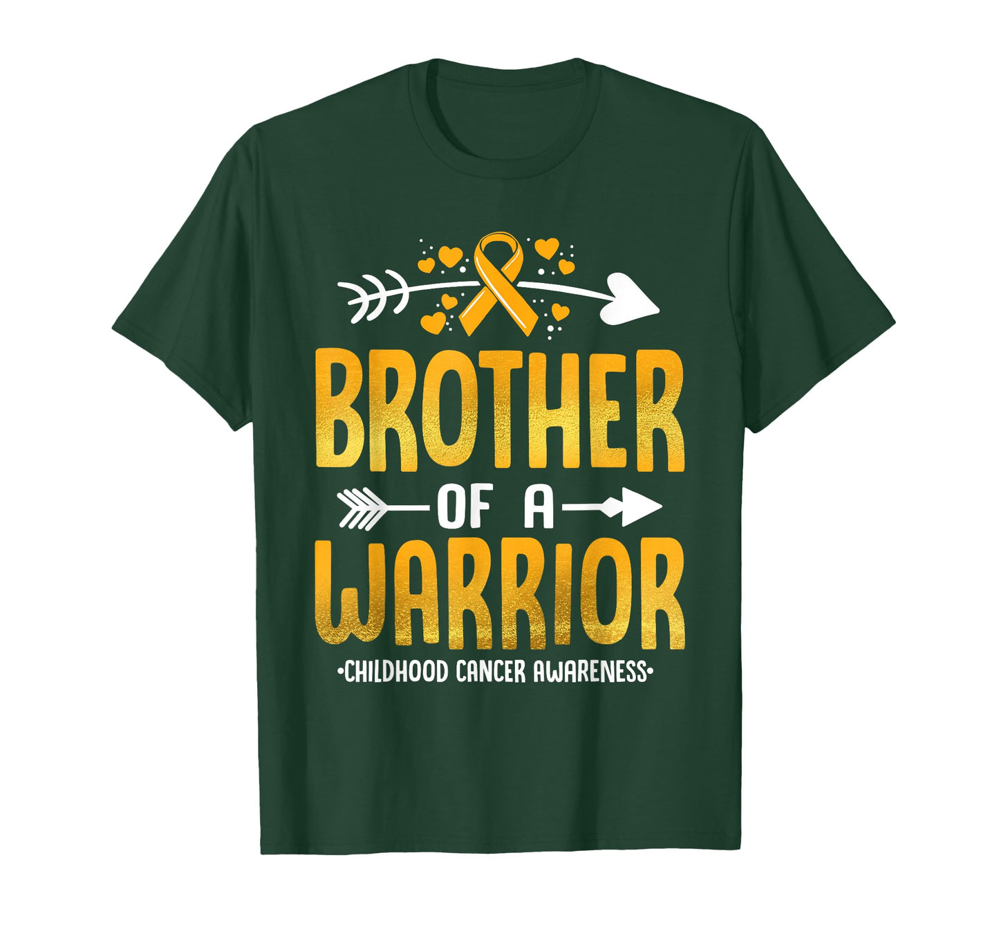 Brother Of A Warrior Childhood Cancer Awareness Gold Ribbon T-Shirt