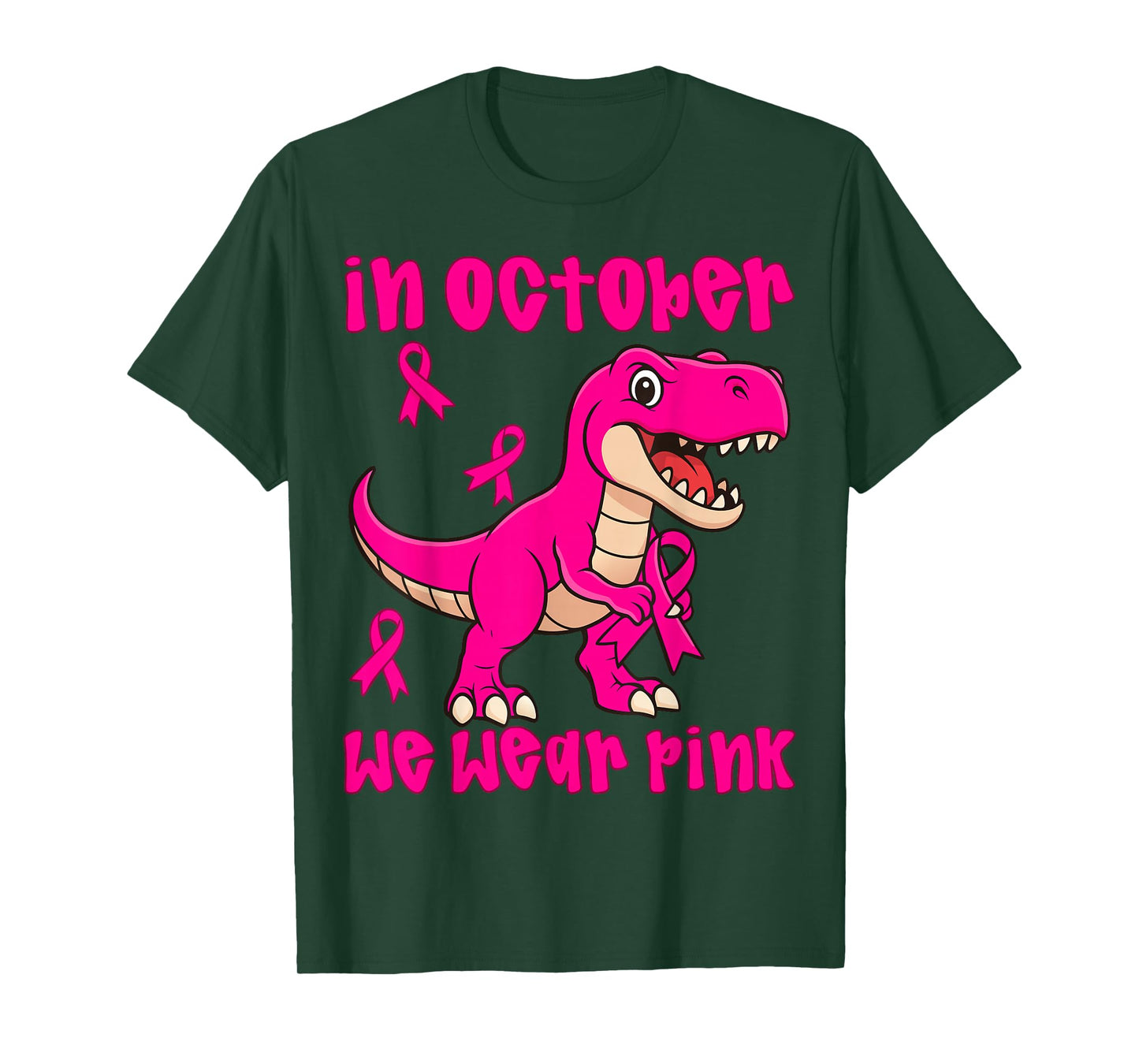 in October We Wear Pink Breast Cancer Trex for Boys Kids T-Shirt