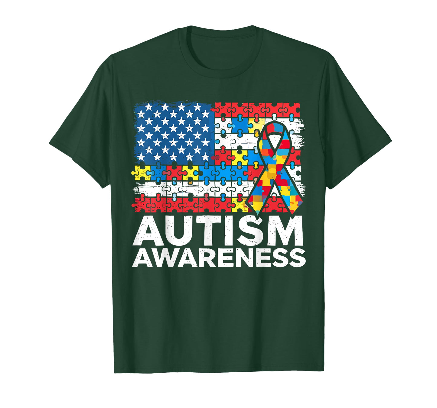 Autism Awareness Mom Dad USA flag Autism Awareness Month T-Shirt