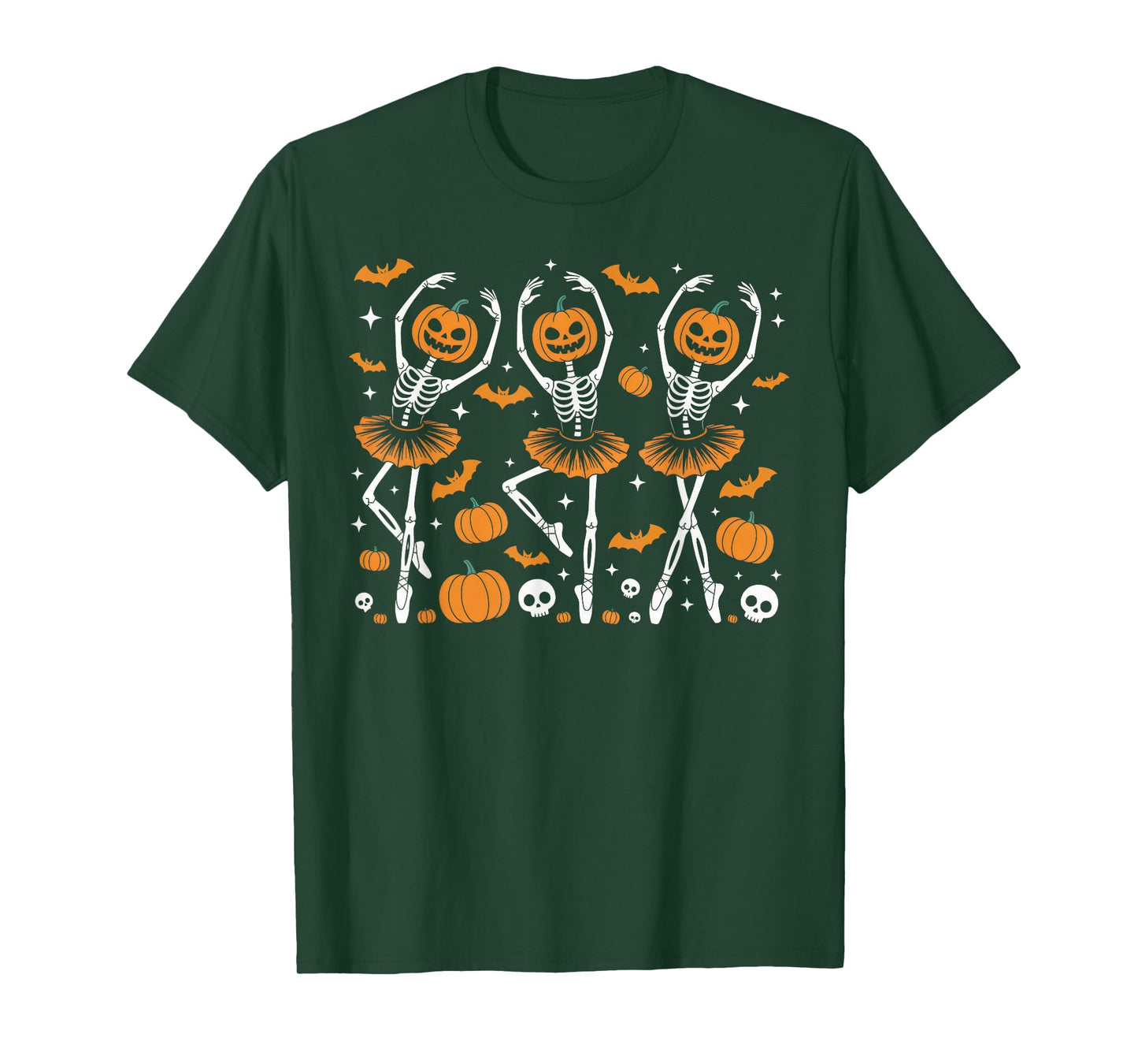 Ballet Pumpkin Skeleton Scary Halloween Men Women Girl T-Shirt