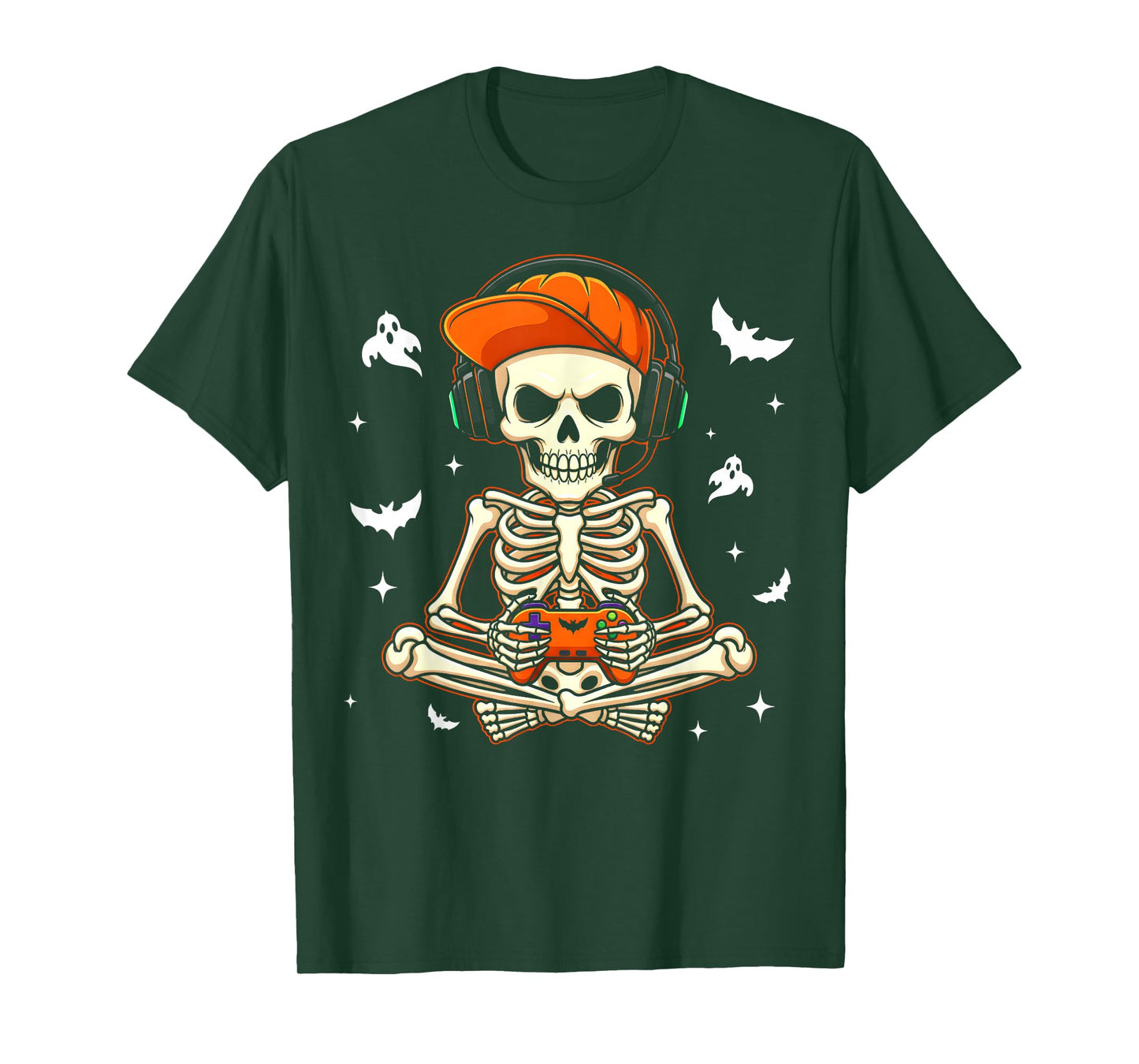 Funny Gaming Hallowen Skeleton Gamer Video Kids Boys T-Shirt