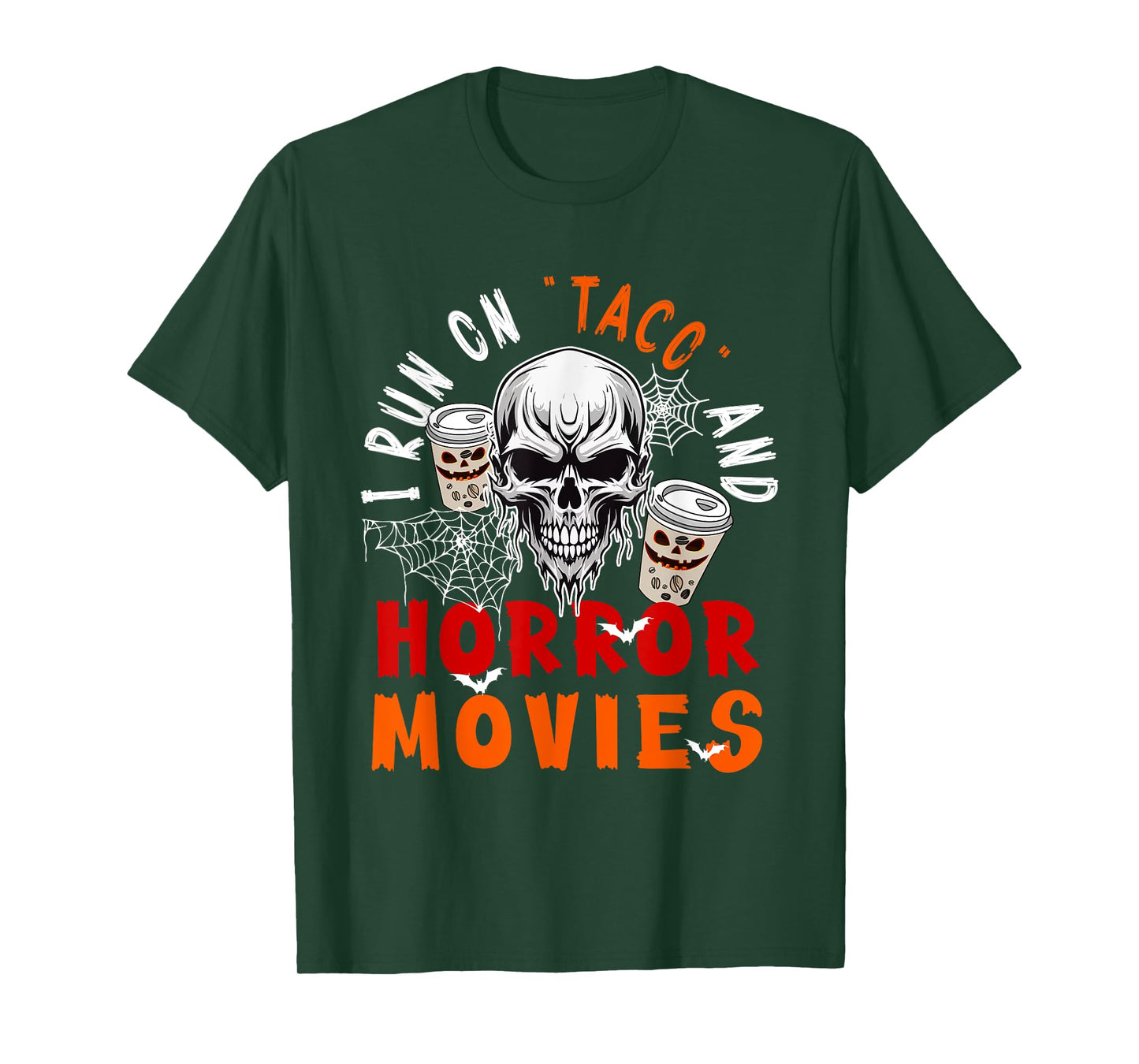 Running On Coffee and Horror Movies Halloween Horror Skull T-Shirt