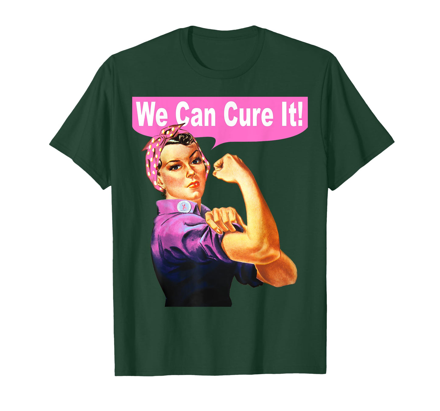 We Can Cure It Shirt - Rosie the Riveter - Breast Cancer Tee T-Shirt