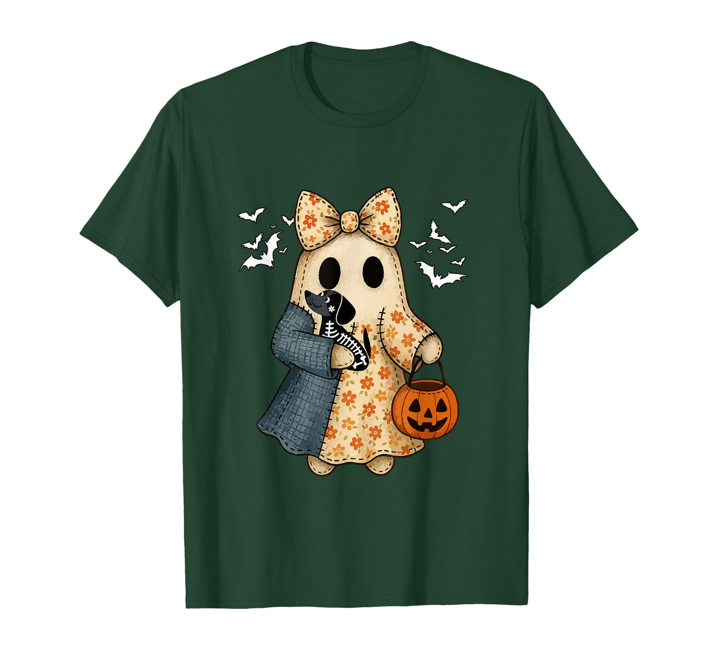 Boo Bow Tie Hugging Dachshund Cosplay Skeleton Halloween T-Shirt