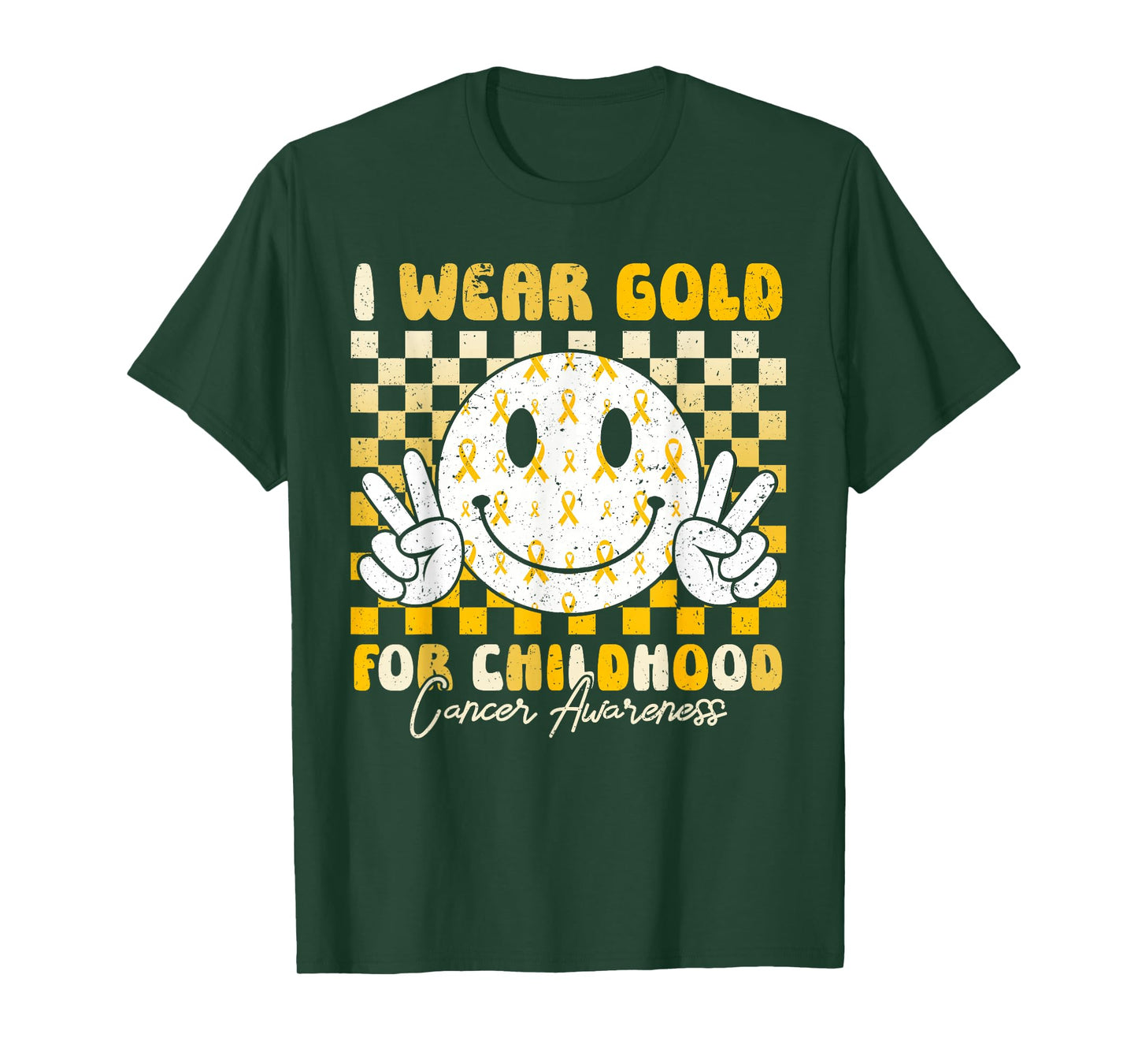Retro I Wear Gold for Childhood Cancer Awareness Gold Ribbon T-Shirt