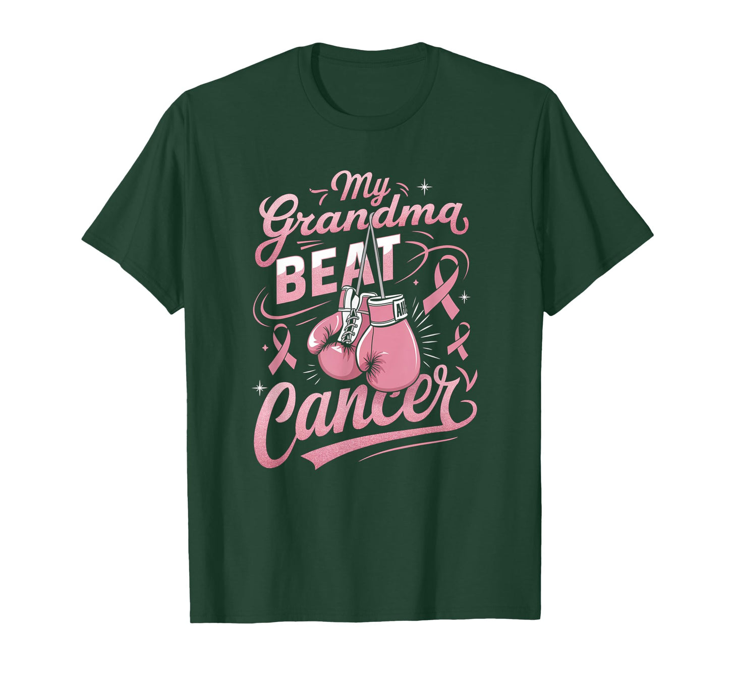 My Grandma Beat Cancer Support Breast Cancer Awareness T-Shirt