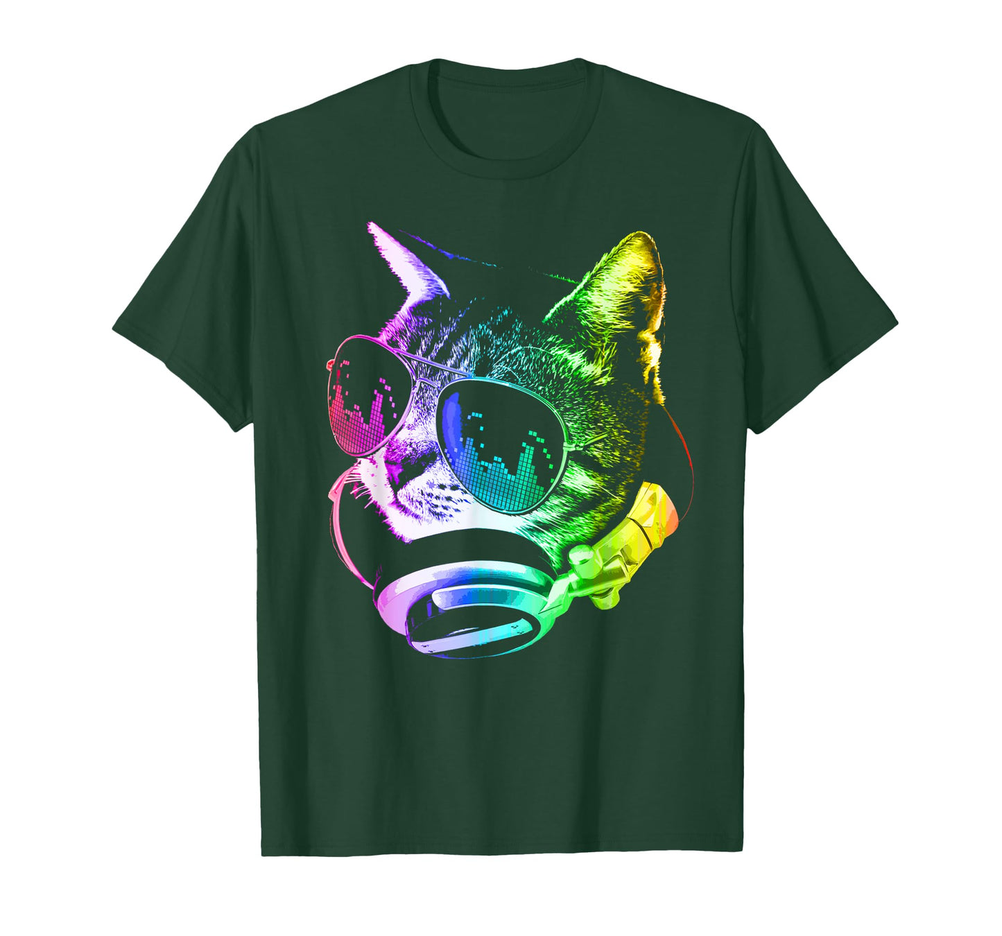 Rainbow Music Cat T-Shirt for Men Women Girls Kids