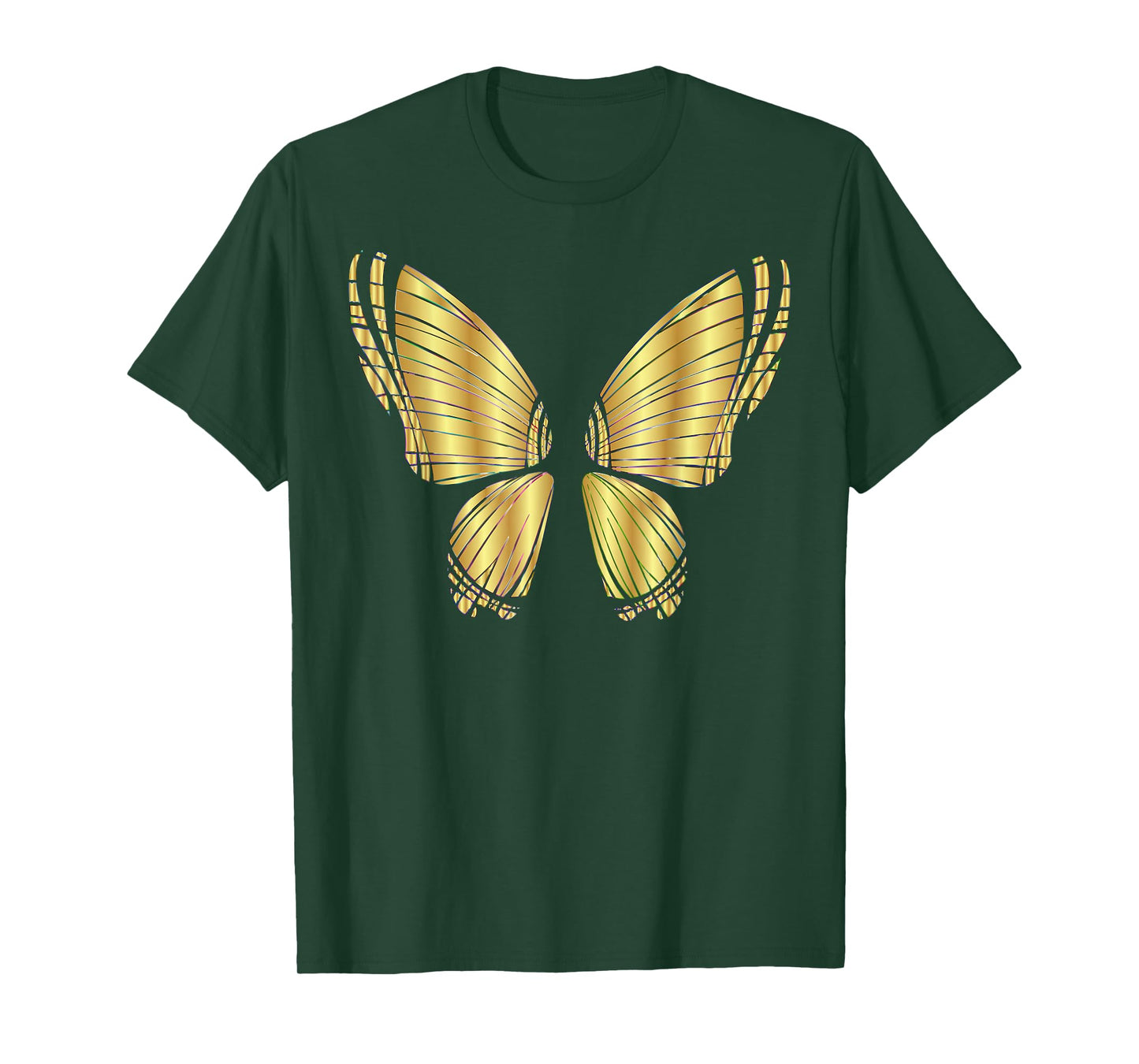 Metallic Gold Butterfly Garden Flying T-shirt T-Shirt