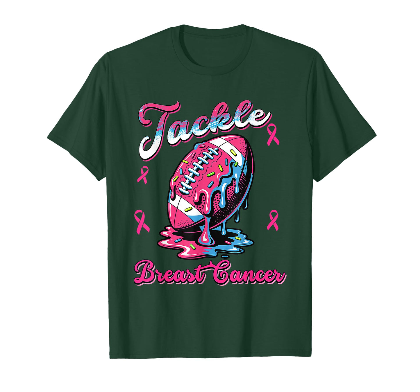Tackle Breast Cancer Awareness Football Ice Cream Drip Fight T-Shirt