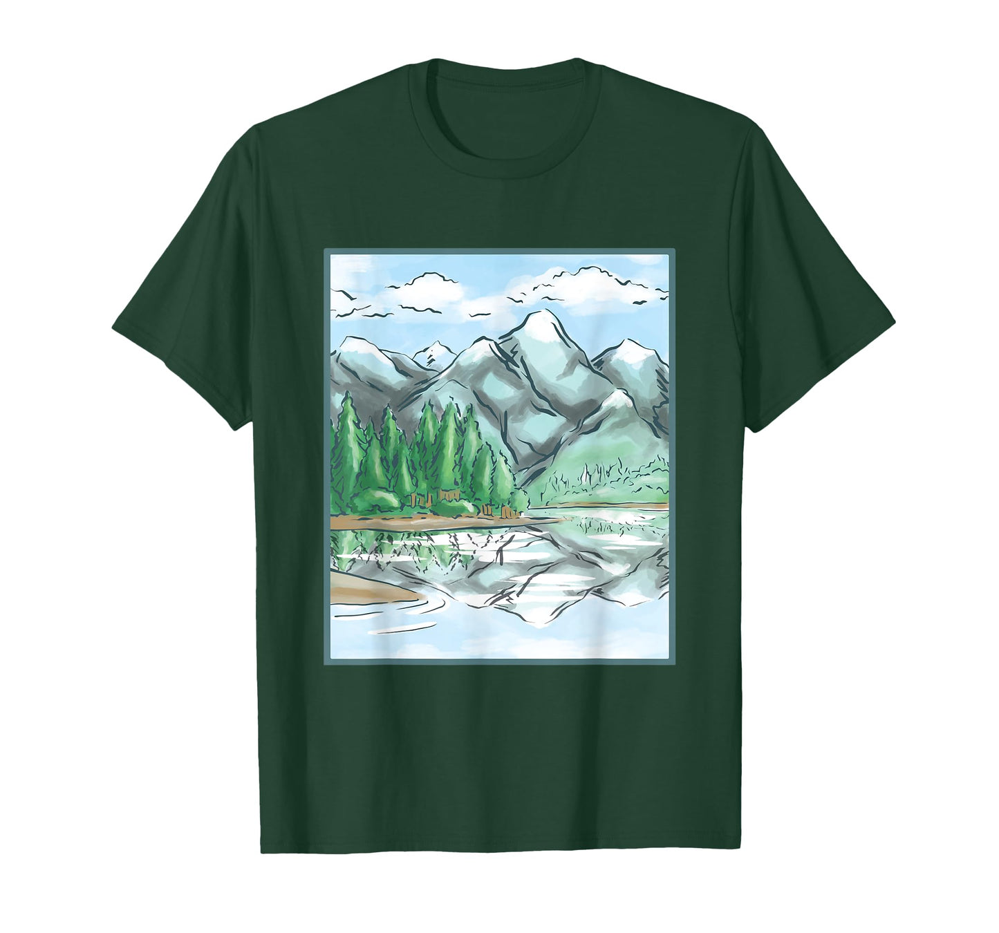 Nature Forest Lake Mountain Landscape T-Shirt