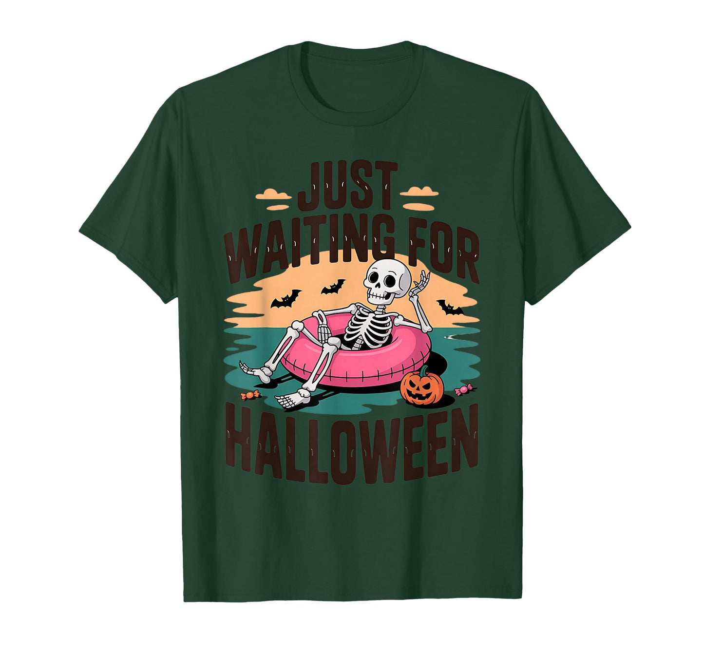 Just Waiting for Halloween Skeleton Fun T-Shirt