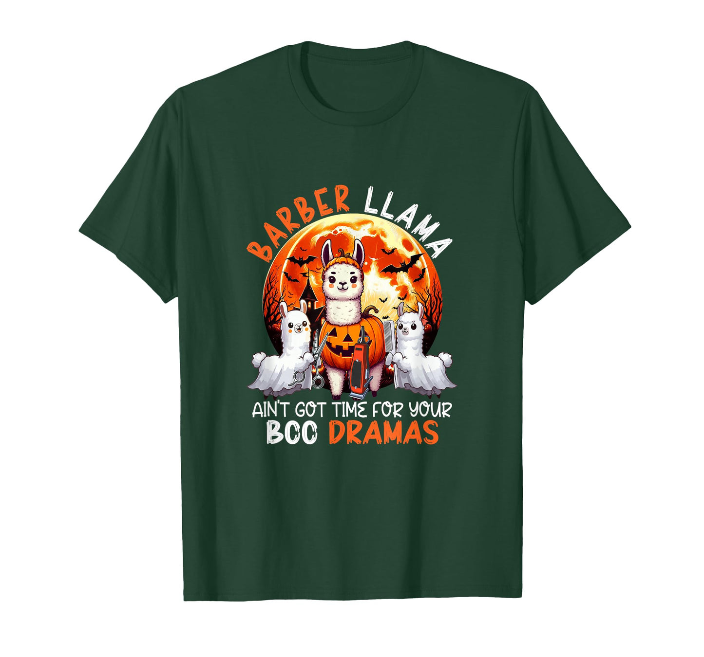 Barber Llama Funny Sarcastic Boo Dramas Halloween Job Team T-Shirt