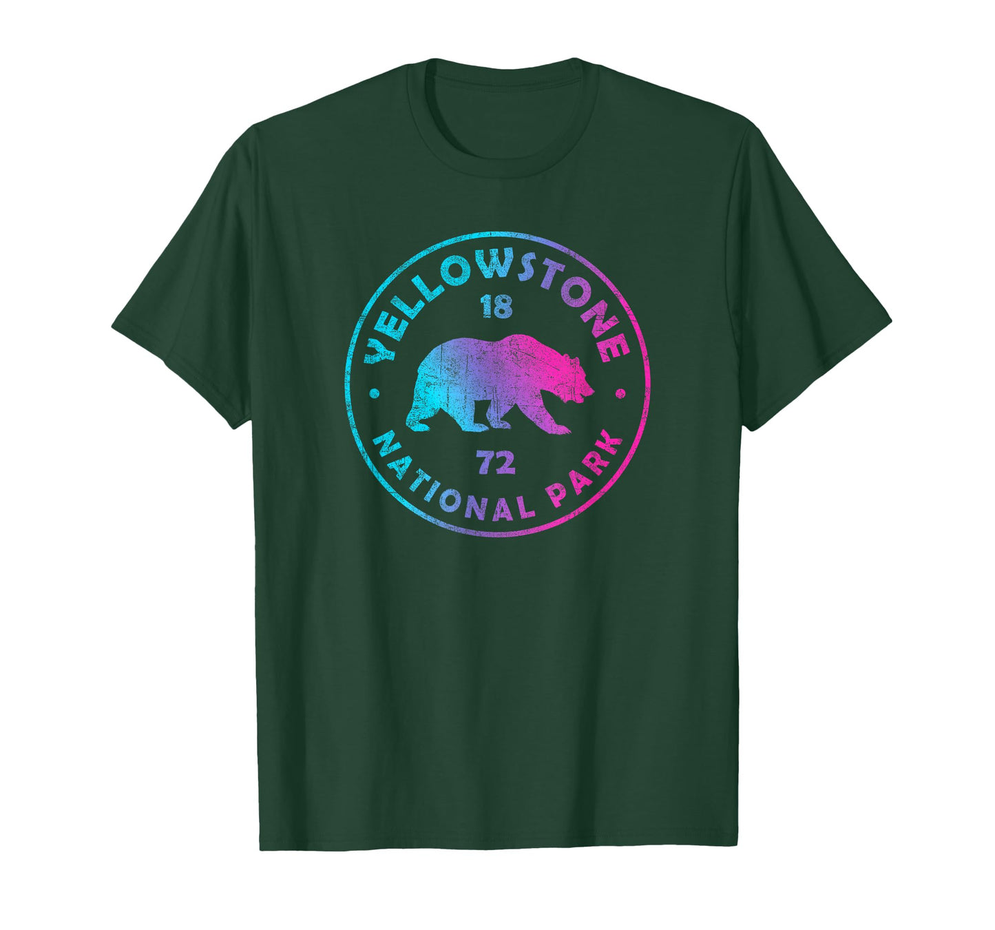 Yellowstone National Park Colorful Tie Dye Bear Boys Girls T-Shirt