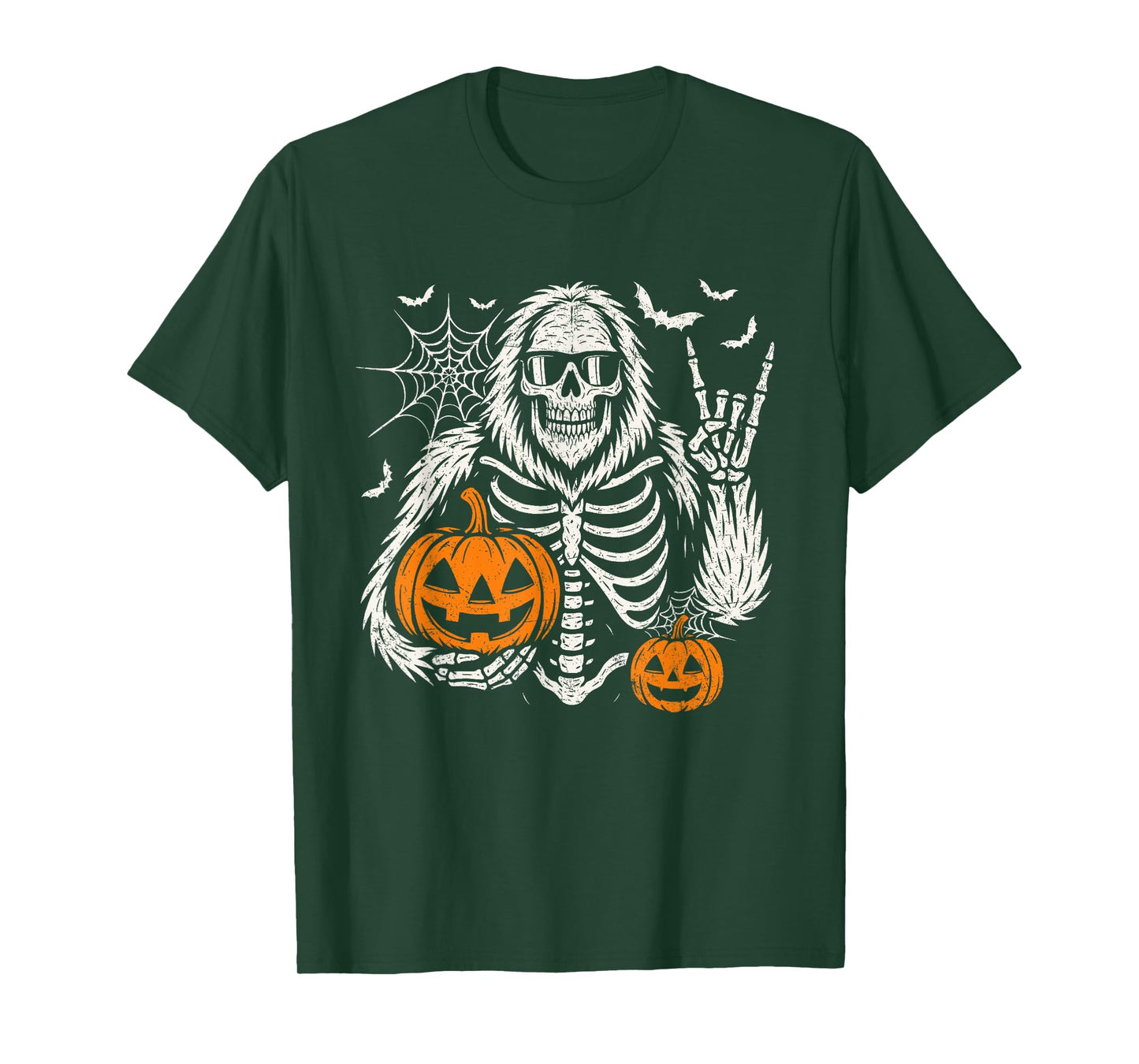 Spooky Skeleton Bigfoot Jack O Lantern Halloween Pumpkins T-Shirt