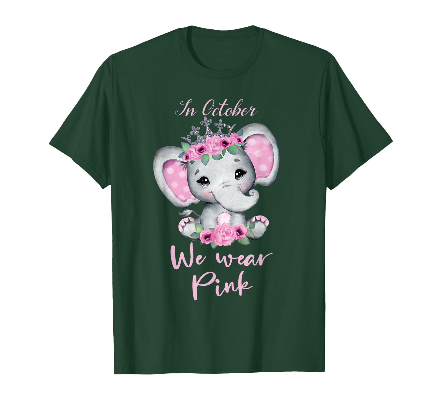 In october we wear pink elephant cute Breast Cancer 2025 T-Shirt