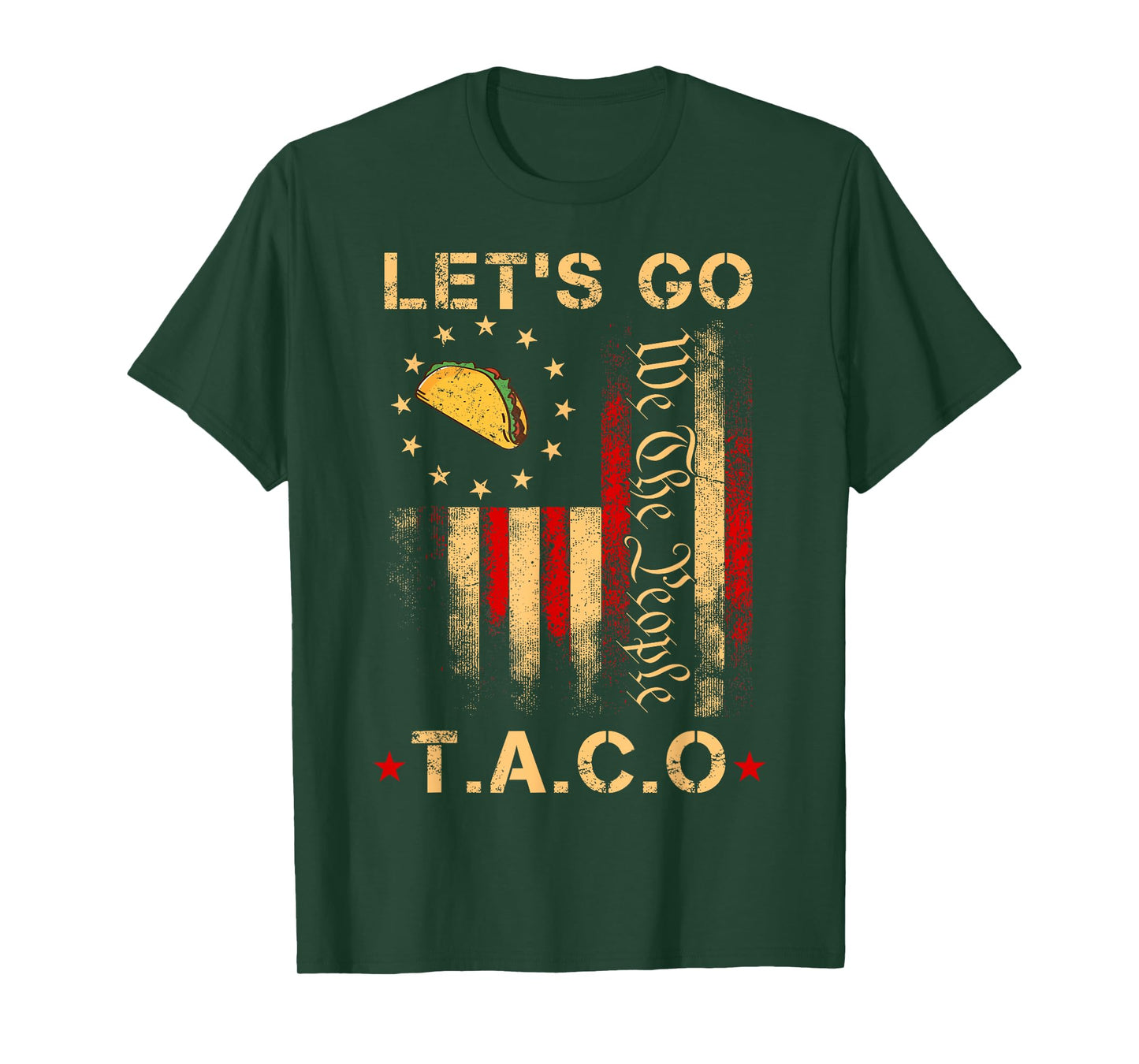 Let's Go Taco Funny 2025 USA Flag T-Shirt