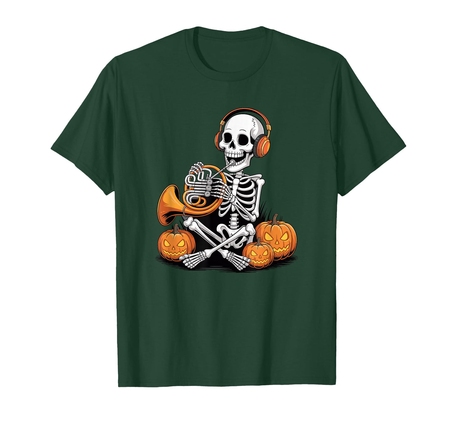Halloween Skeleton French Horn Hornist T-Shirt