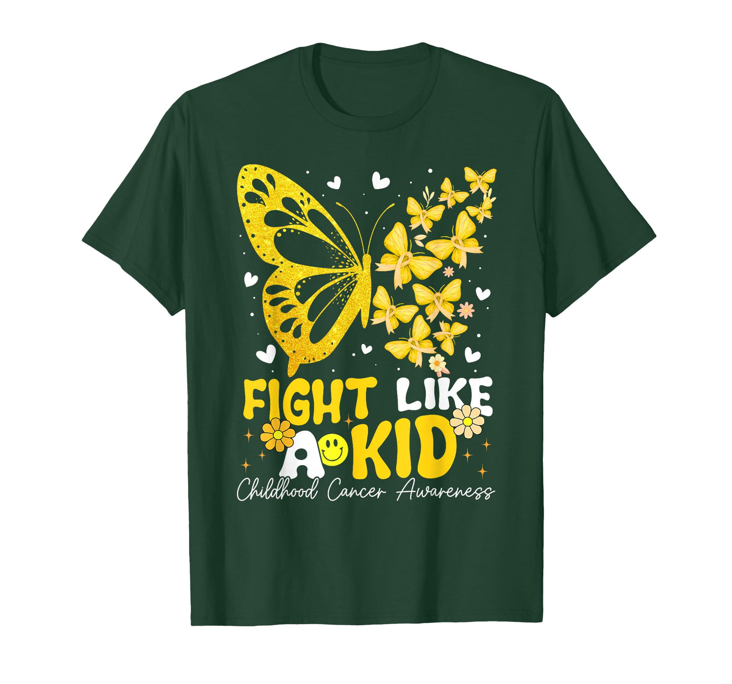 Fight Like Kids Childhood Cancer Awareness Ribbon Boys Girls T-Shirt