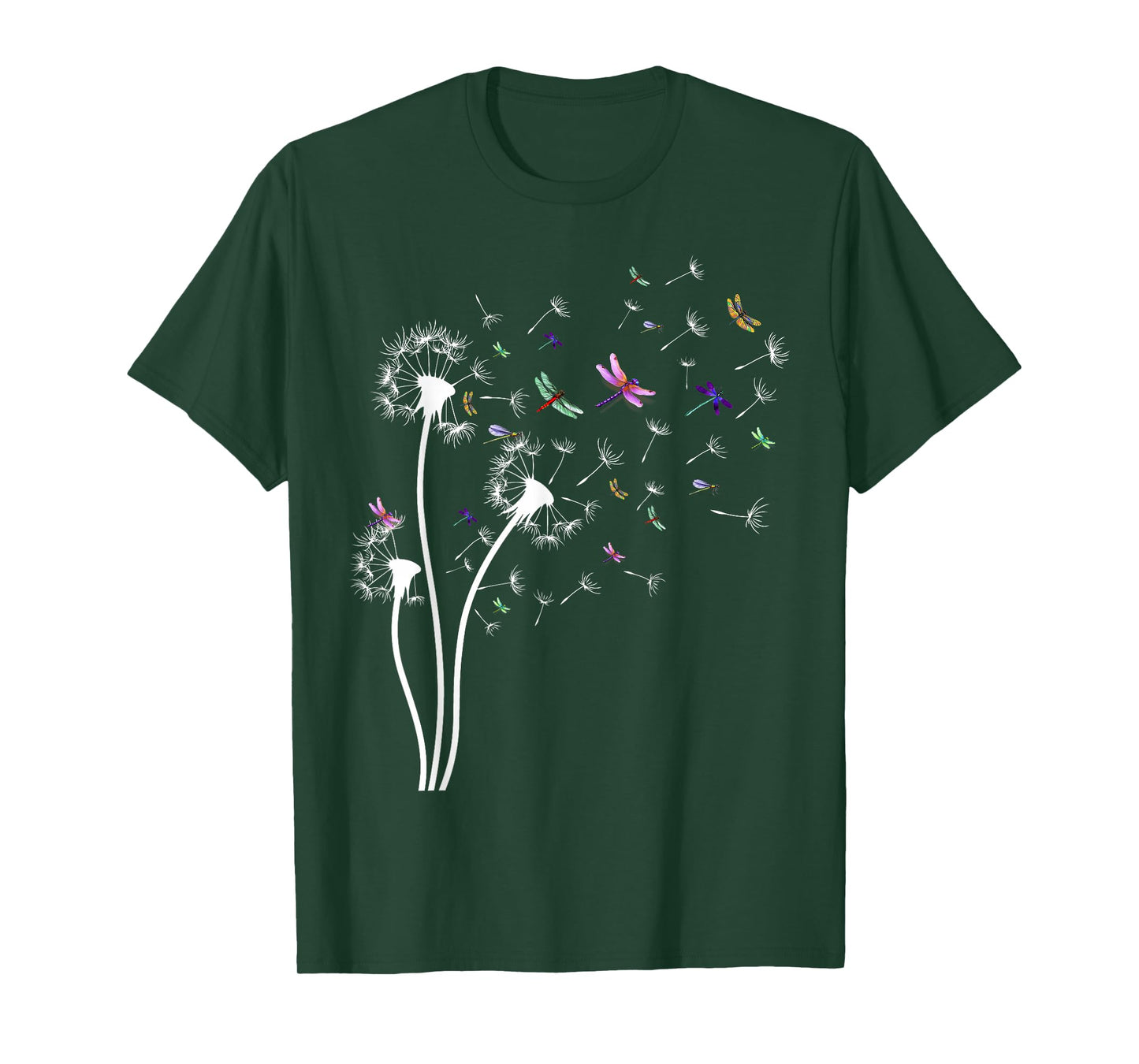 Dandelion Dragonfly Flower, Floral Dragonfly Tree T-Shirt