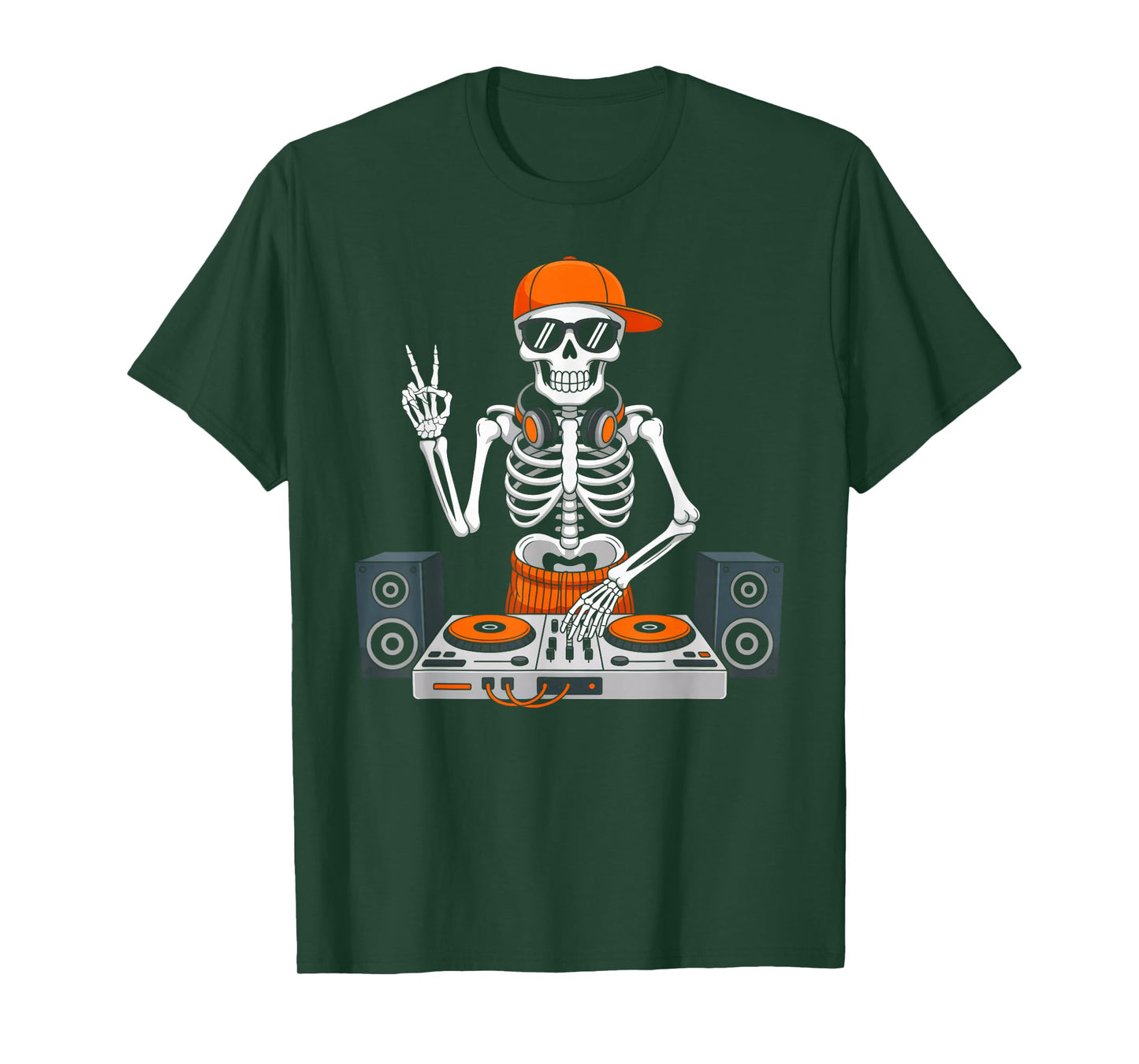 Skeleton DJ Lazy Halloween Costume Boys Men Kids Music Lover T-Shirt