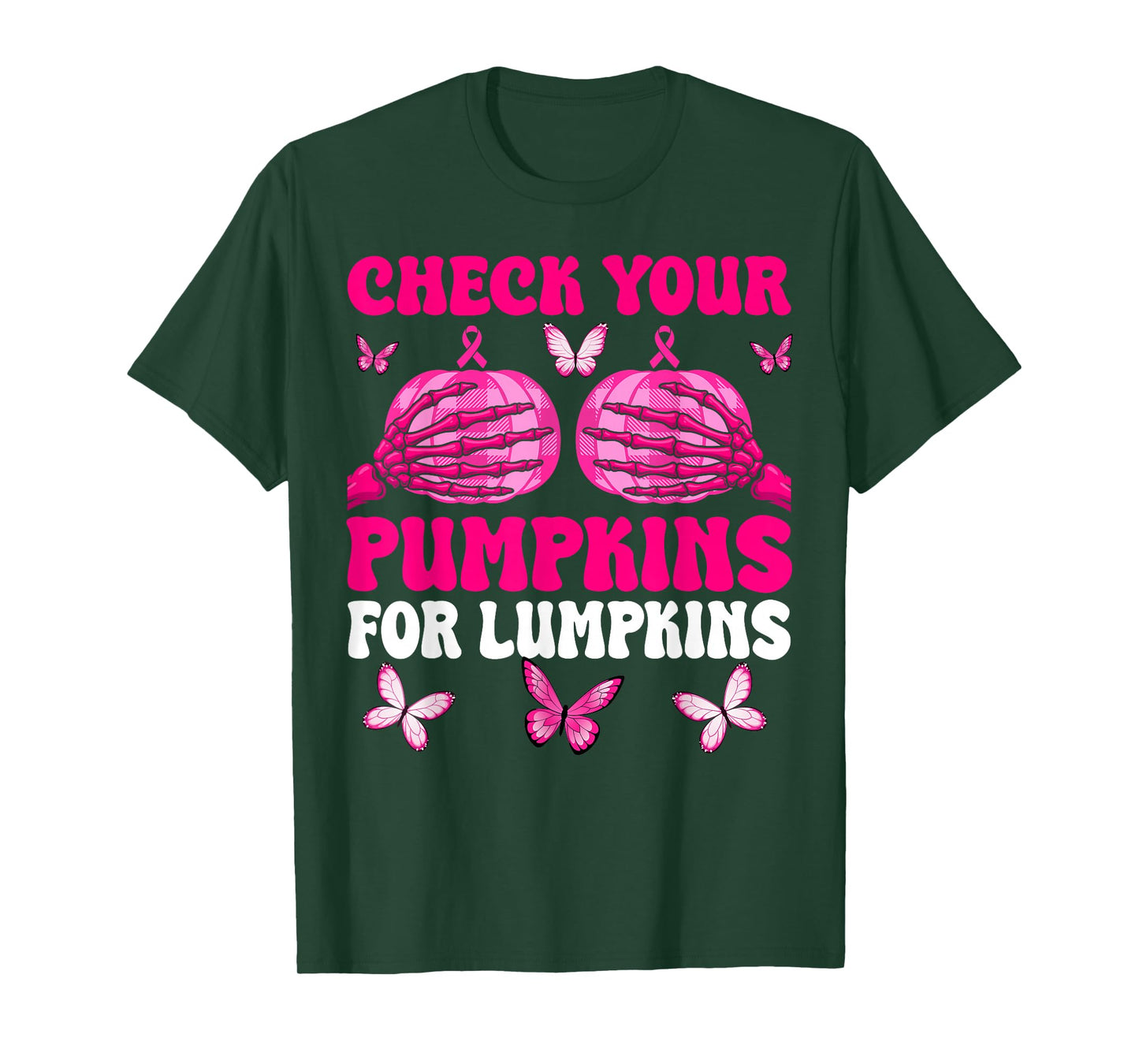 Check Your Pumpkins Breast Cancer Awareness Halloween Women T-Shirt