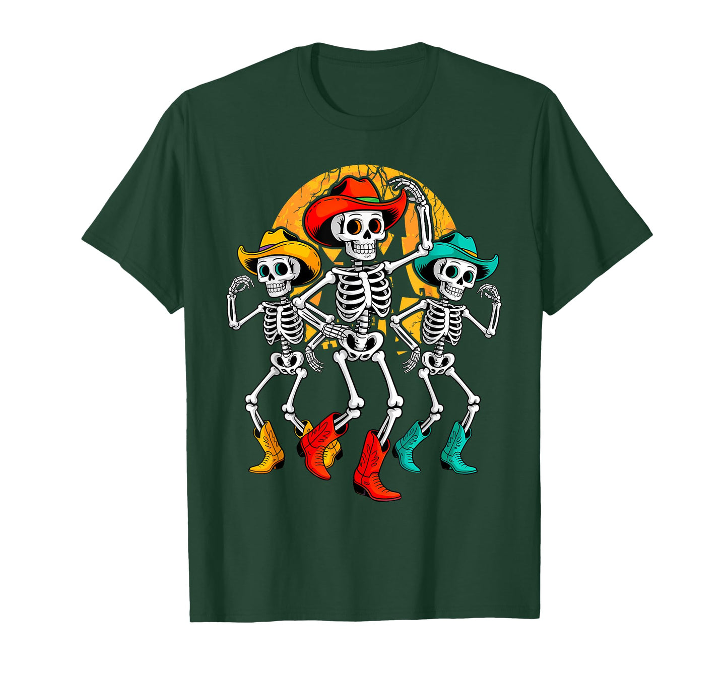 Cowboy Skeleton Cowgirl Dancing Boots Halloween T-Shirt