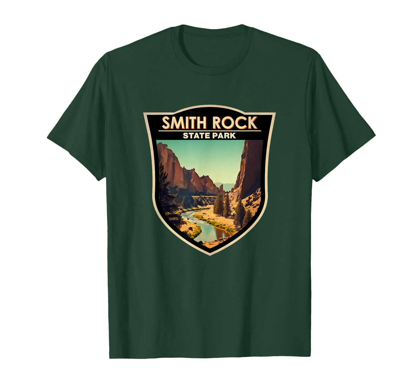 Smith Rock State Park Oregon Art Badge Vintage T-Shirt