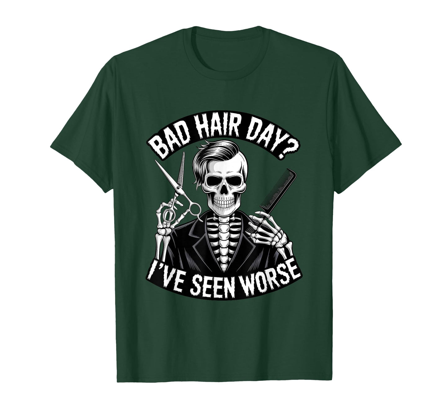 Skeleton Barber Halloween Funny Spooky Hair Stylis T-Shirt