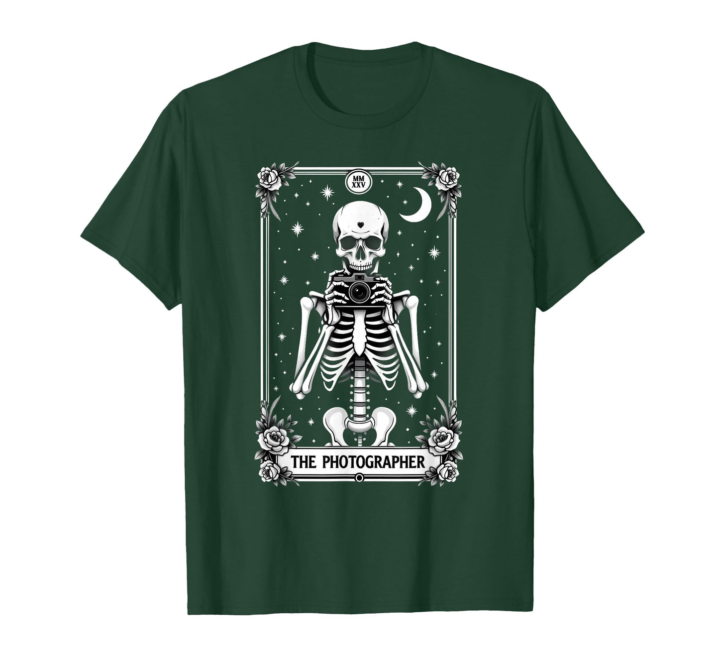Gothic Tarot Card Cameraman The Photographer Skeleton T-Shirt