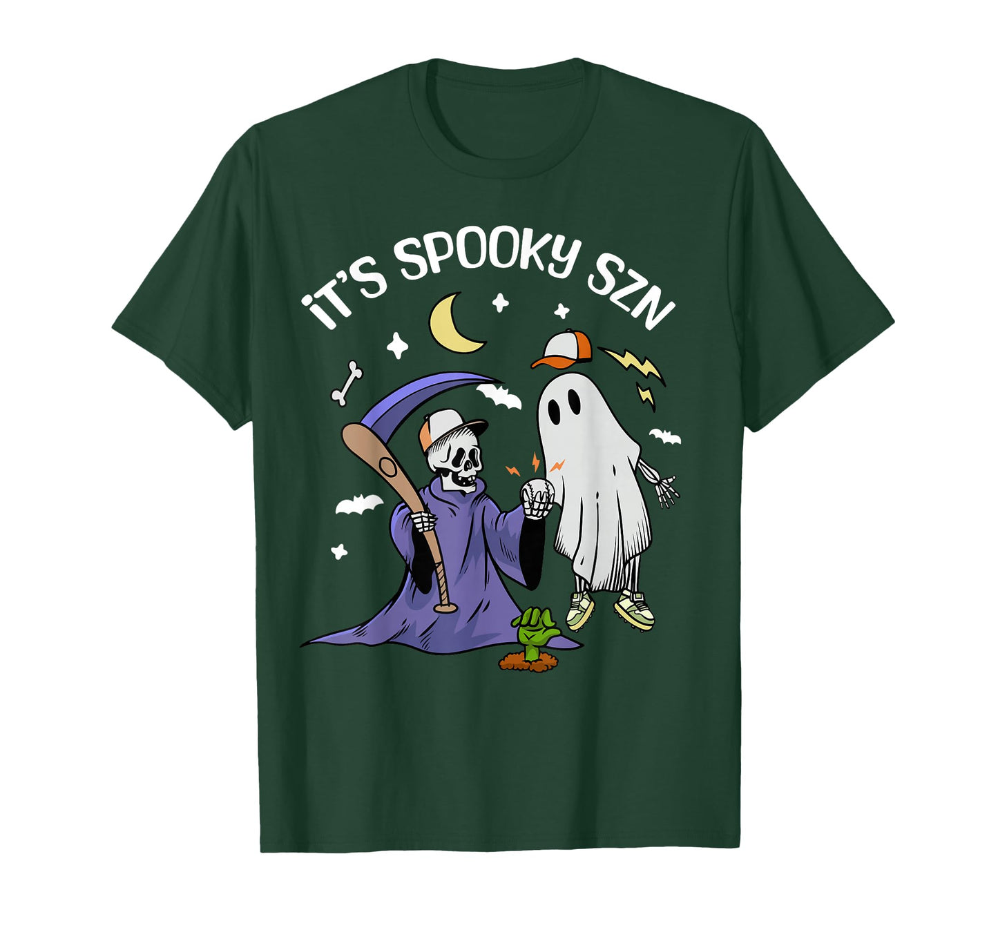 It's Spooky Season Baseball Skeleton Ghost Boys Girls Youth T-Shirt