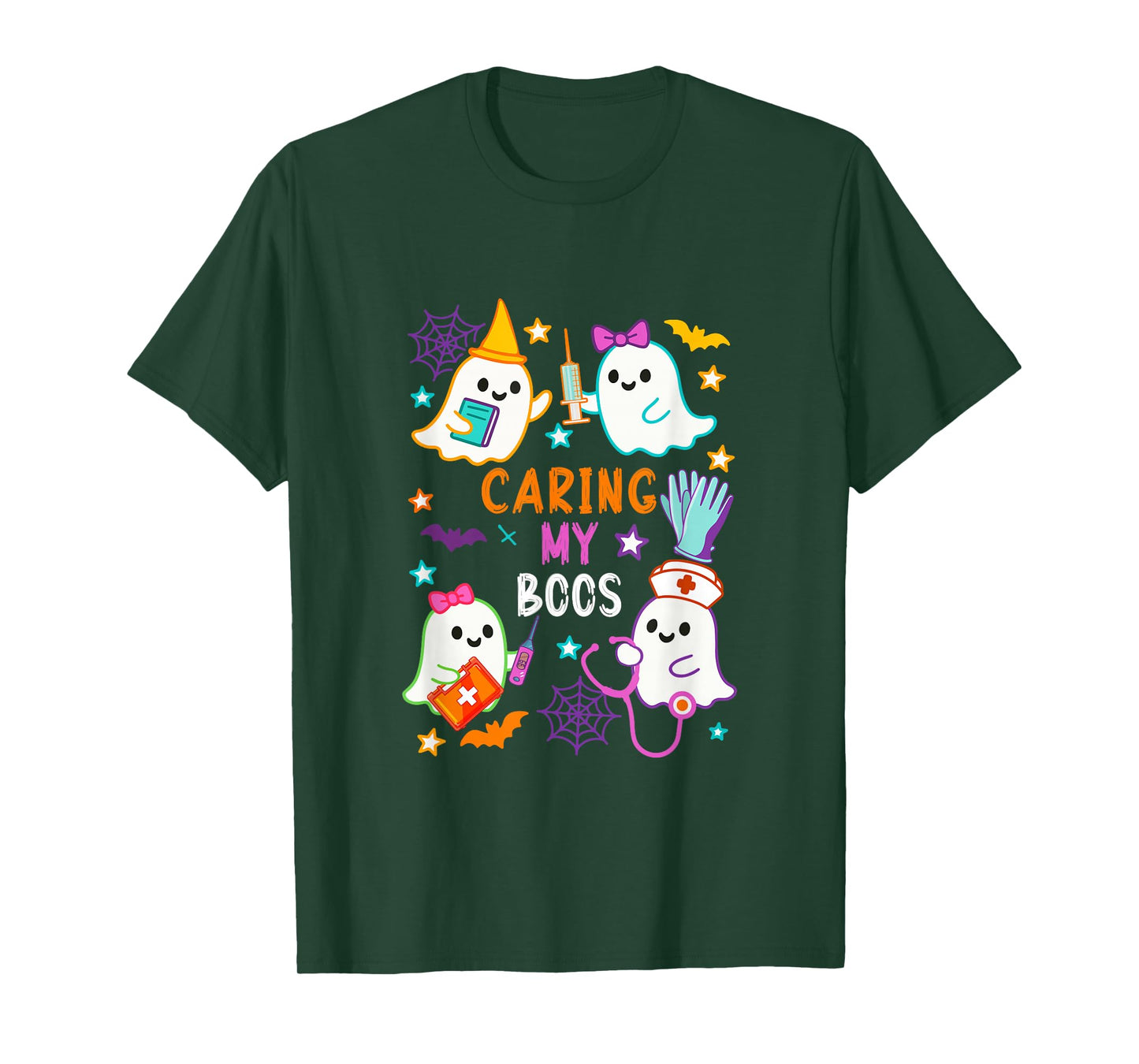 Caring My Boos Group Boo Ghost As Nurse Doctor Halloween T-Shirt