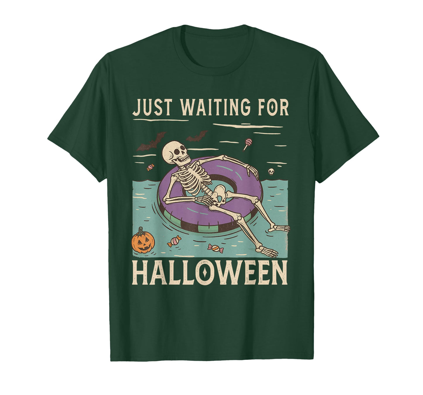 Spooky Summer Skeleton Just Waiting for Halloween T-Shirt