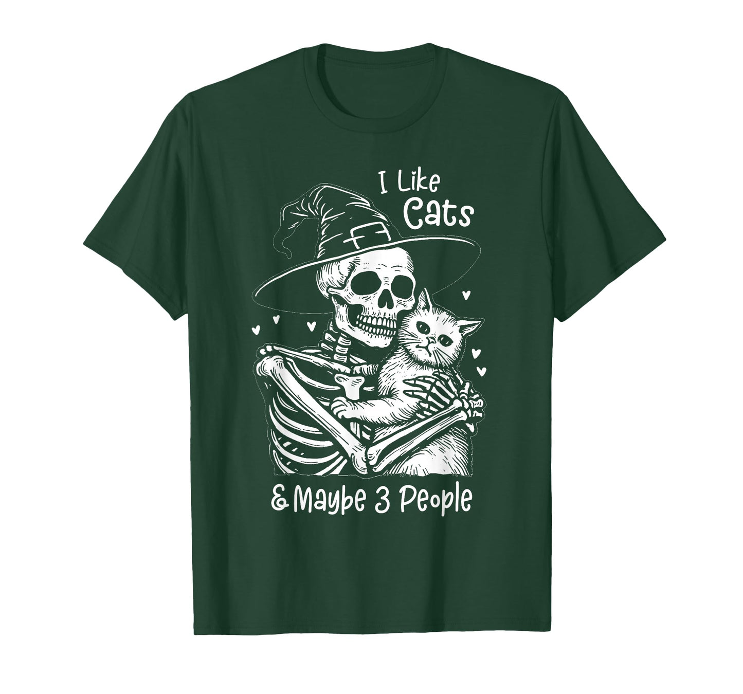 I Like Cats and Maybe 3 People, Cat Pet Halloween Skeleton T-Shirt