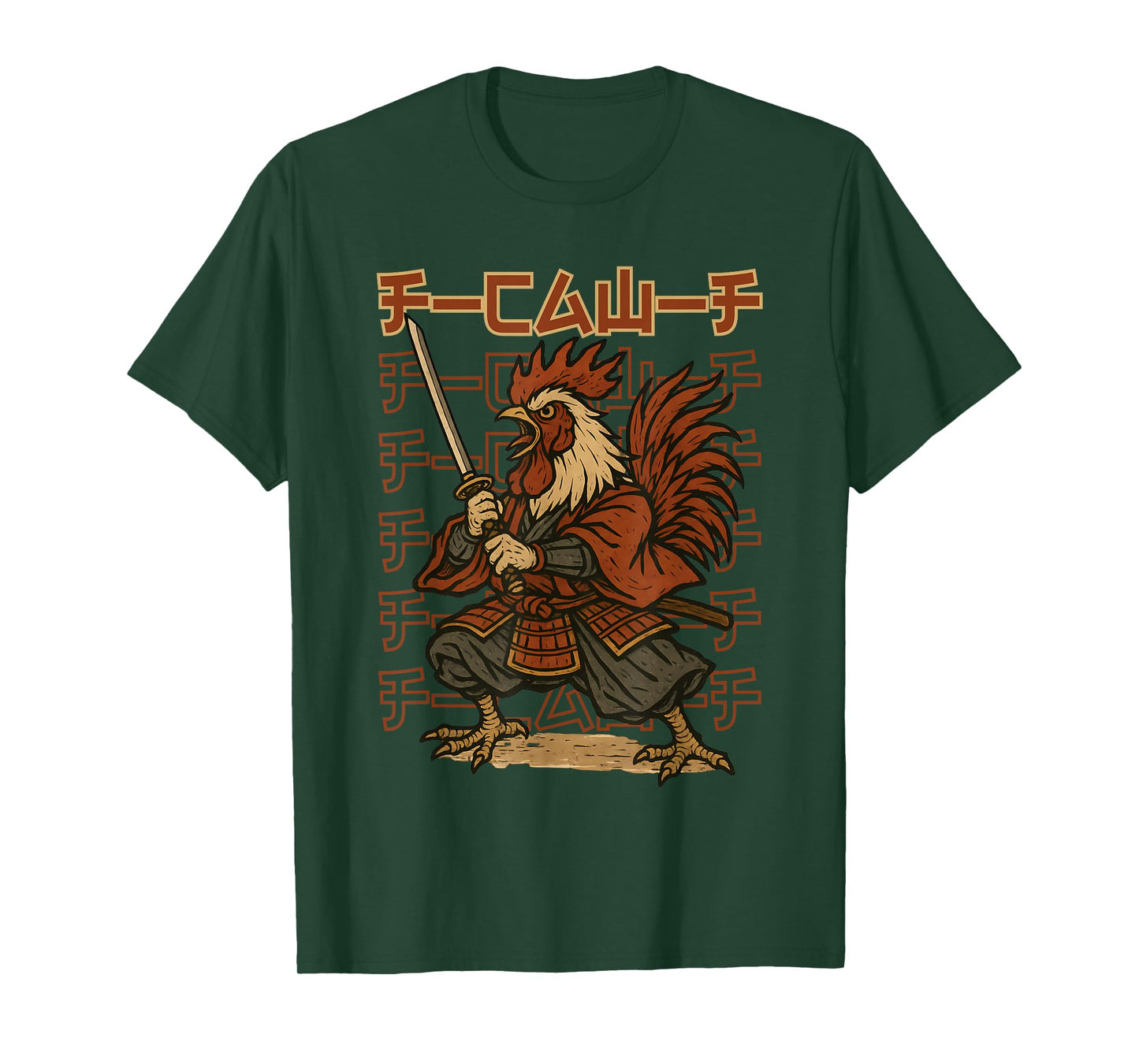 F-Caw-F Funny Samurai Rooster Japanese Warrior Anime Bushido T-Shirt