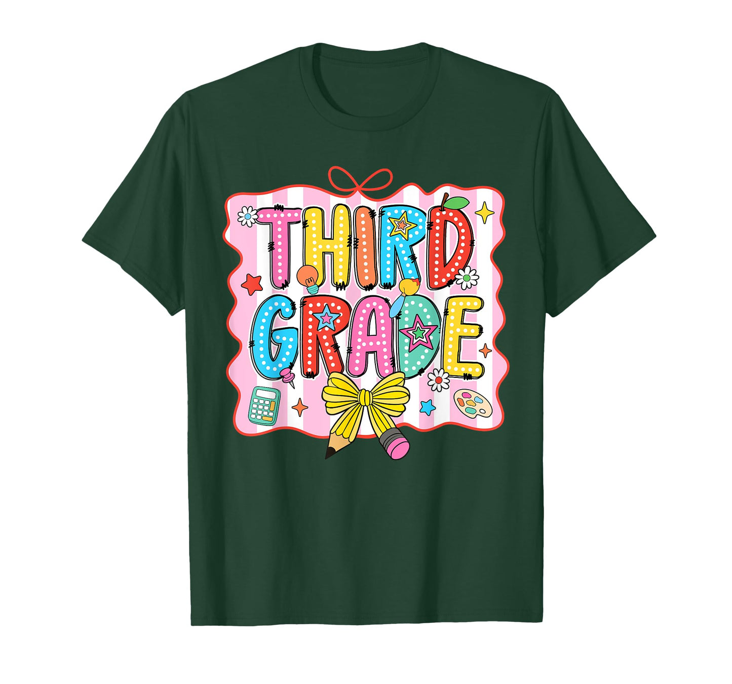 Third Grade Coquette Pencil Bow Back To School Teacher Girls T-Shirt