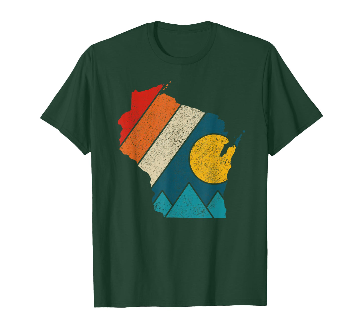 Wisconsin Vintage State Map Mountains Hiking Pride Gift T-Shirt