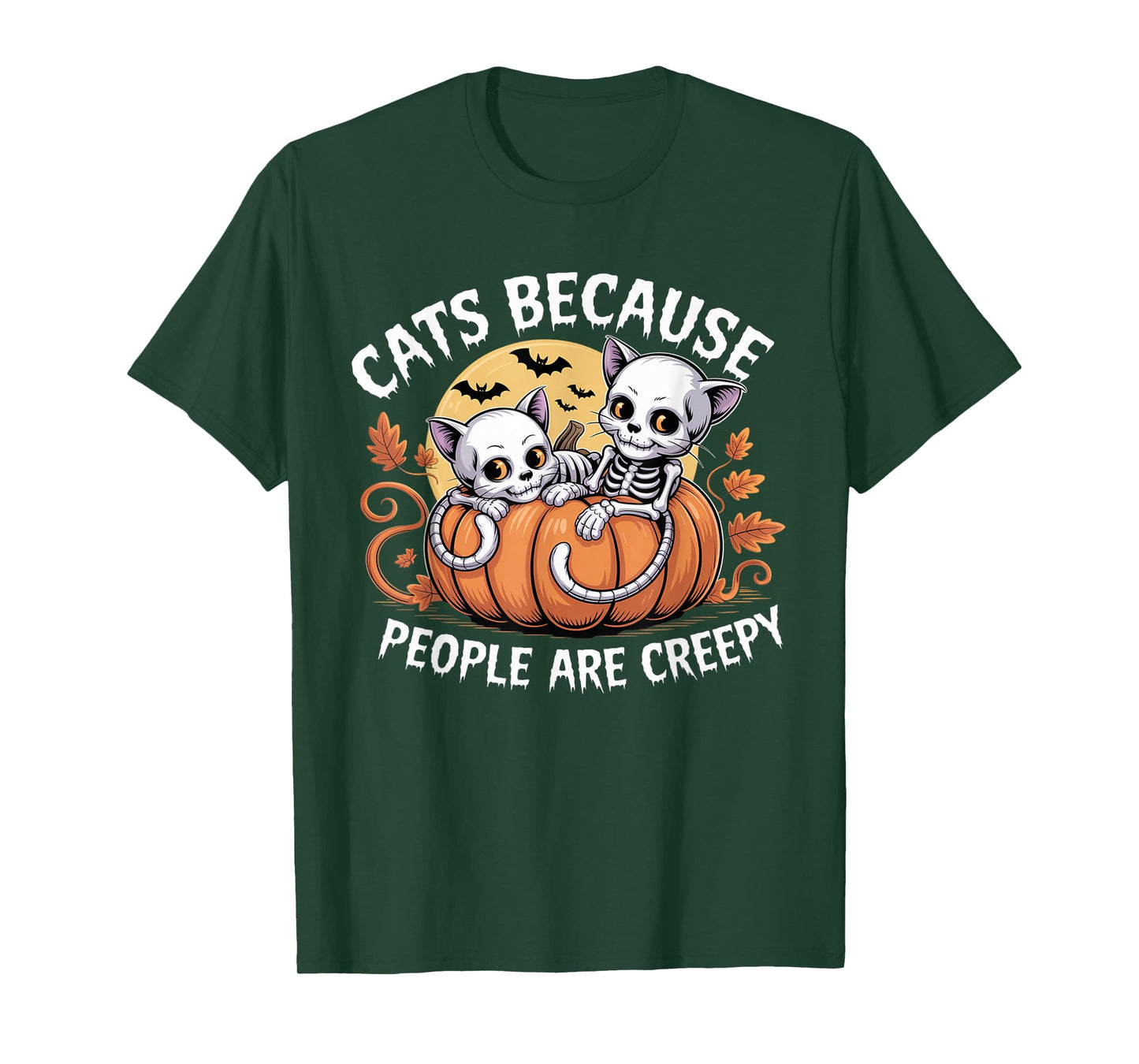 Cats Because People are Creepy Ghost Halloween Cat Mom Kids T-Shirt