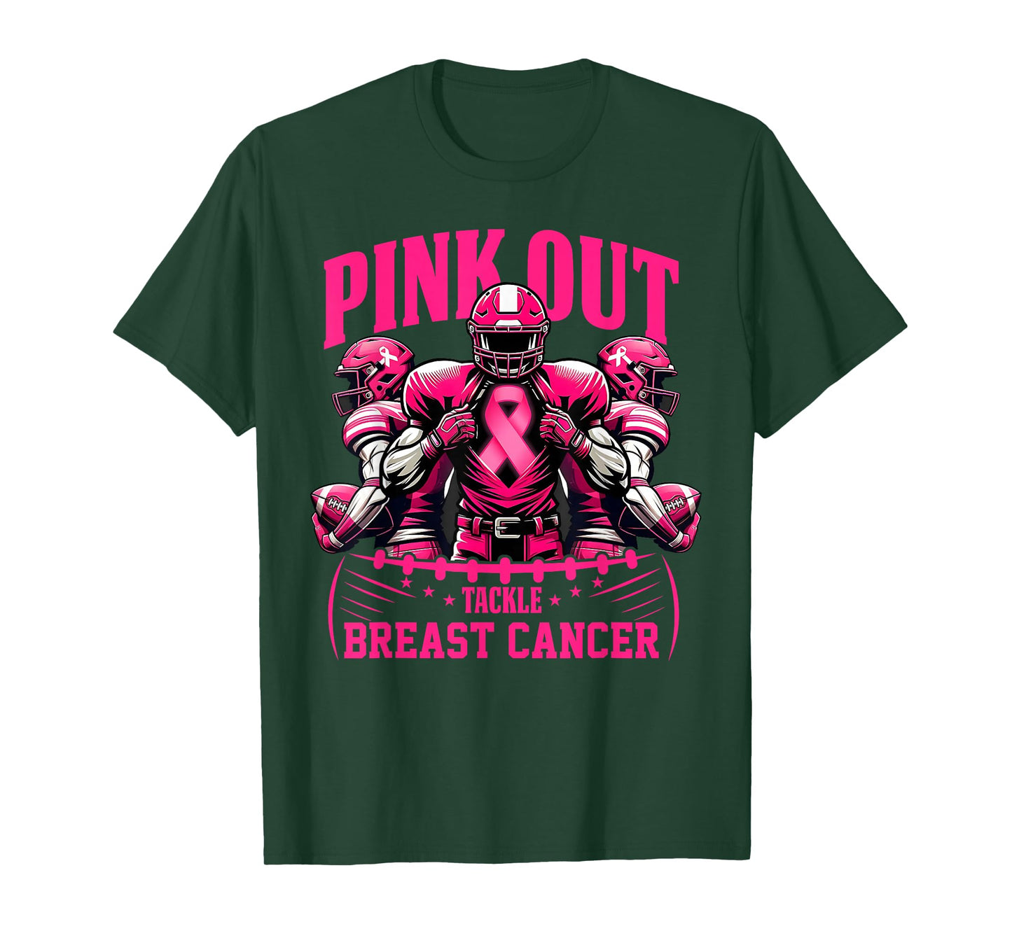 Football Tackle Breast Cancer Awareness Pink Out Womens T-Shirt