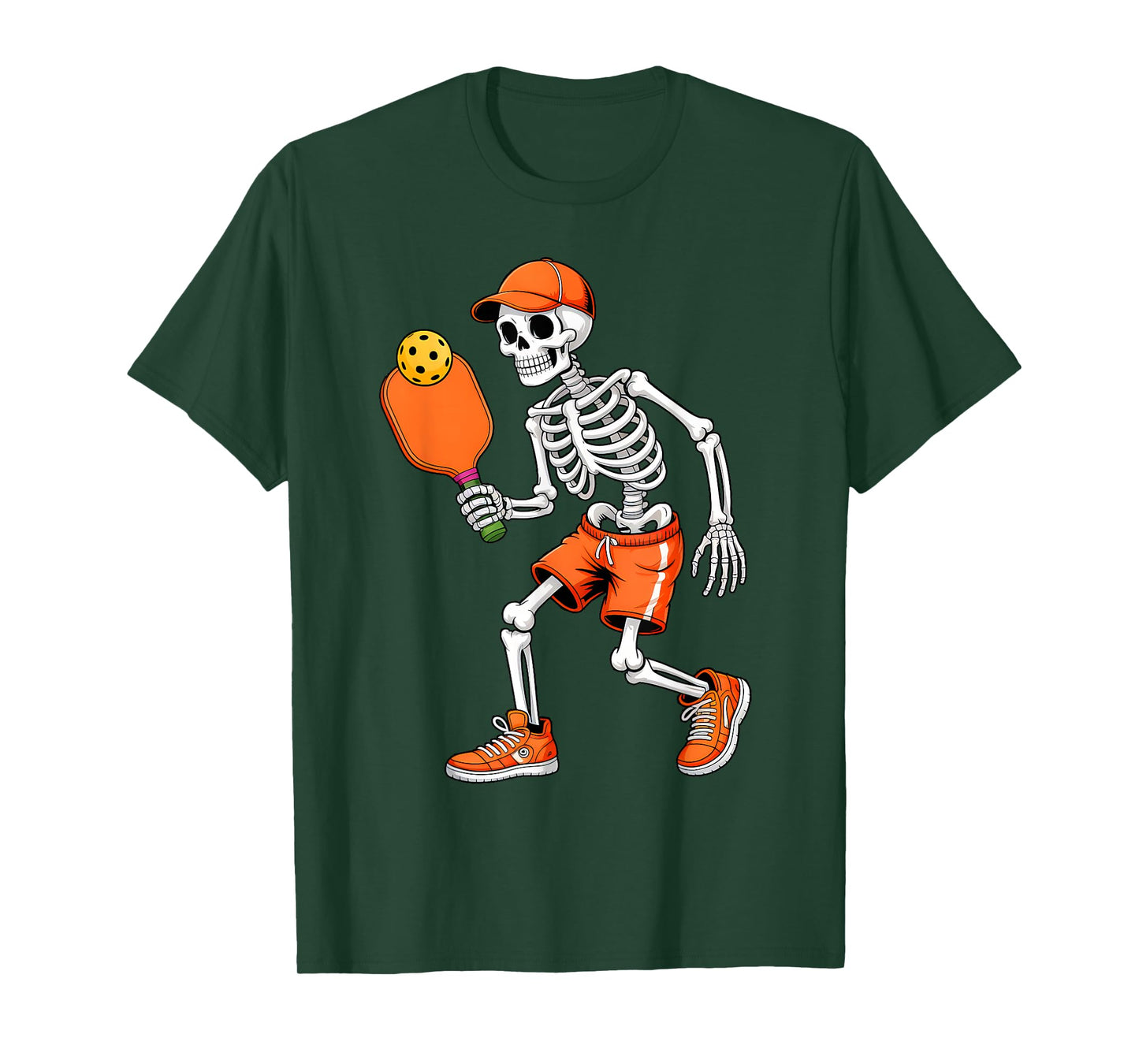 Funny Skeleton Play Pickleball Halloween Costume Boys Men T-Shirt