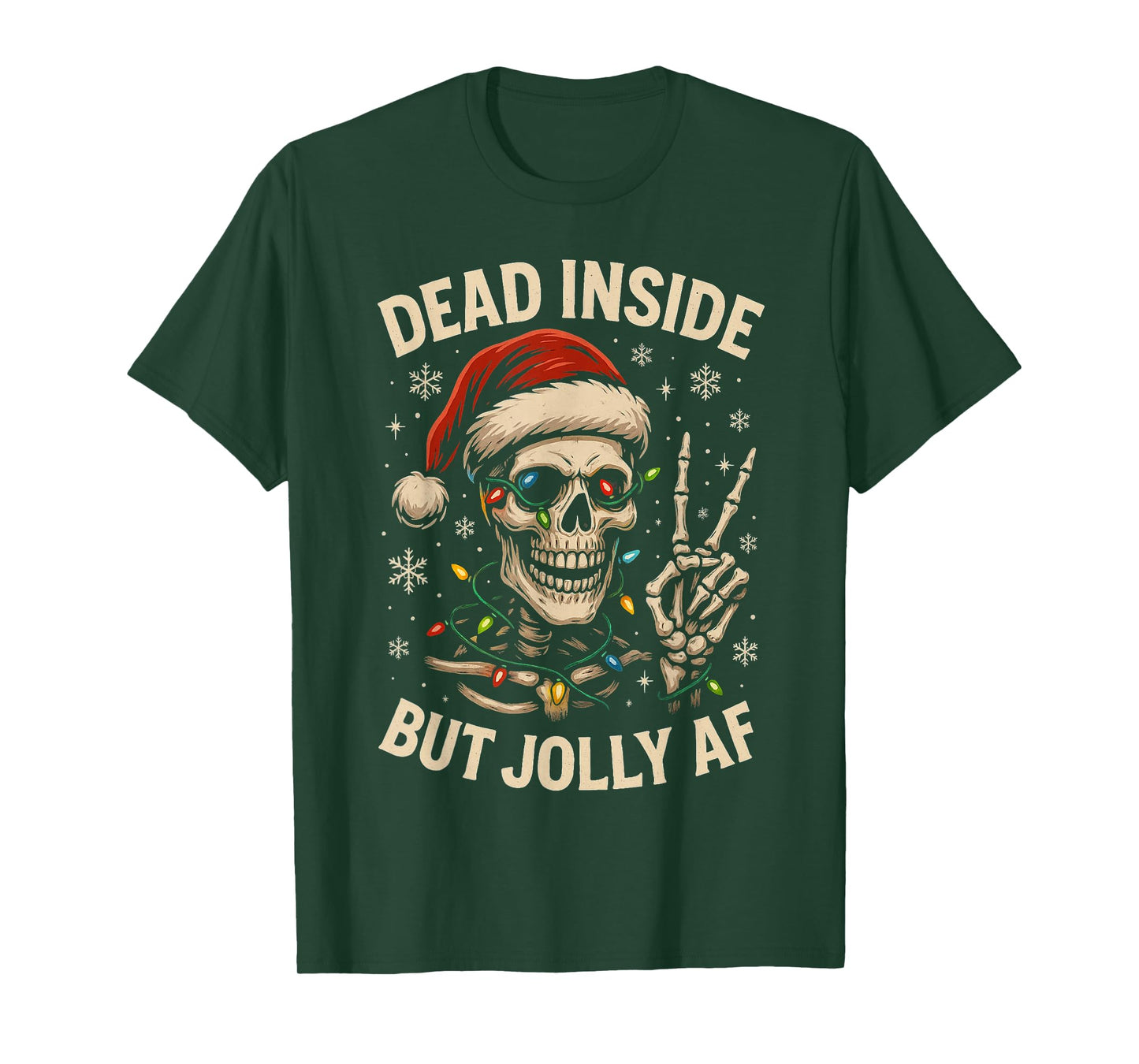 Dead Inside But Jolly Funny Skeleton Christmas T-Shirt