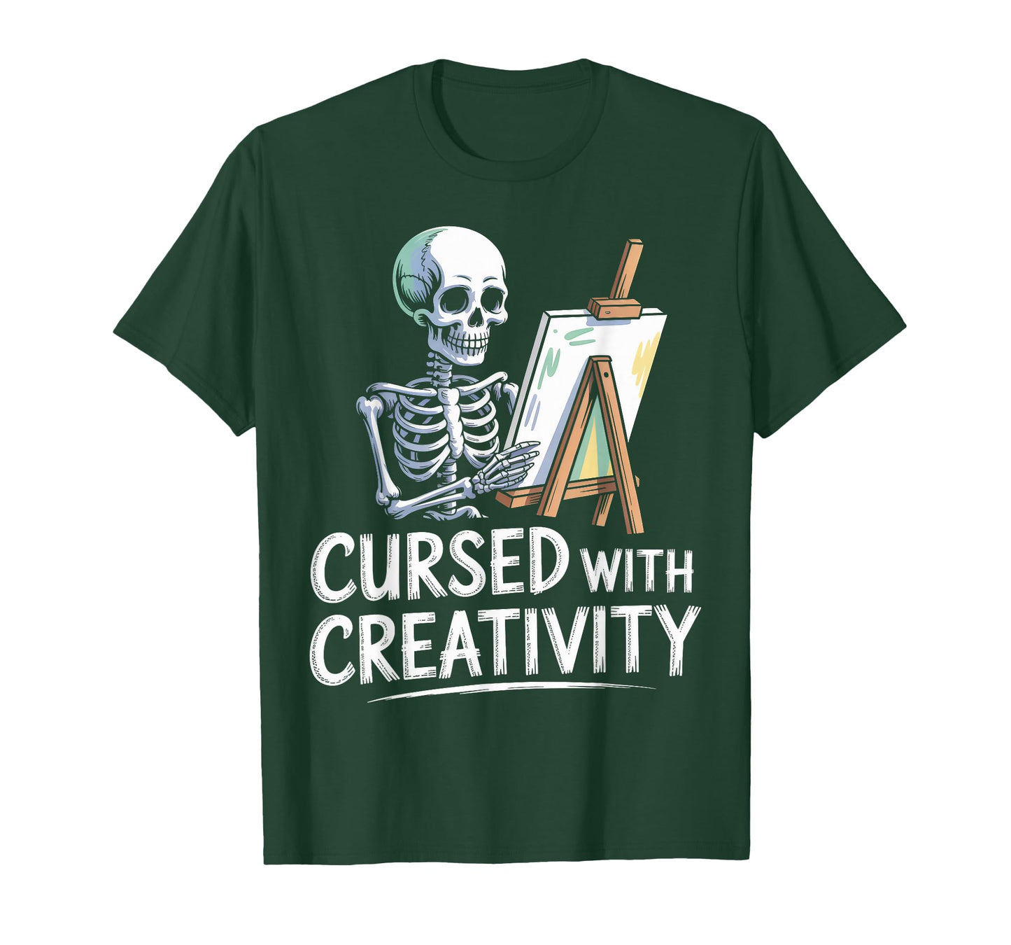 Cursed with Creativity Skeleton Painting T-Shirt
