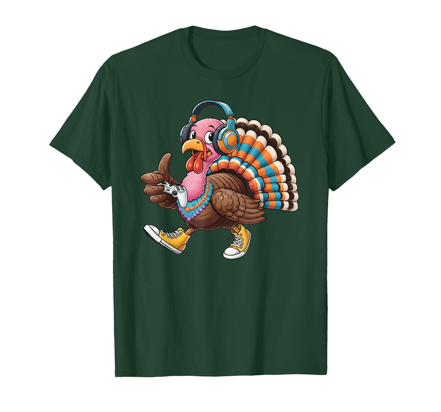 Funny Thanksgiving Gaming Fall Turkey Gamer Boys Kids Men T-Shirt