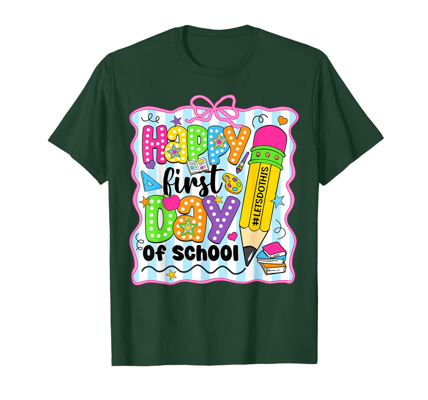 Happy First Day Of School Pencil Teacher Kids Back To School T-Shirt