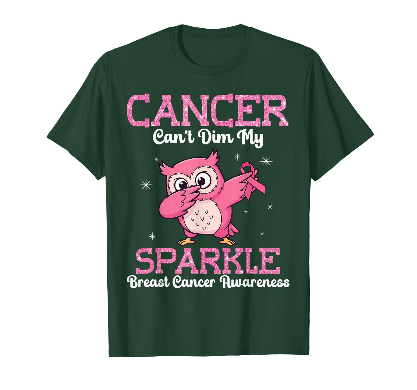 Cute Owl Dabbing Cancer Can’t Dim Me Breast Cancer Awareness T-Shirt