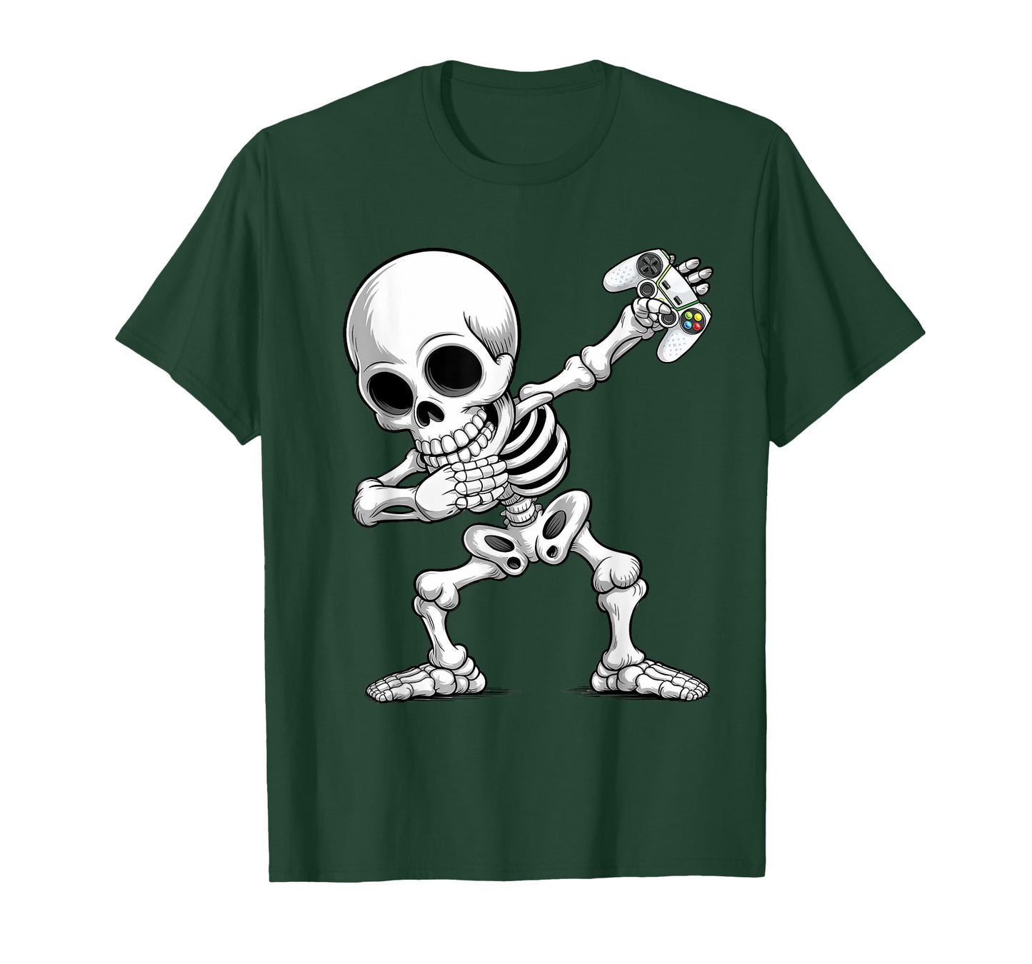 Funny Gaming Skeleton Dabbing Spooky Halloween Video Gamer T-Shirt