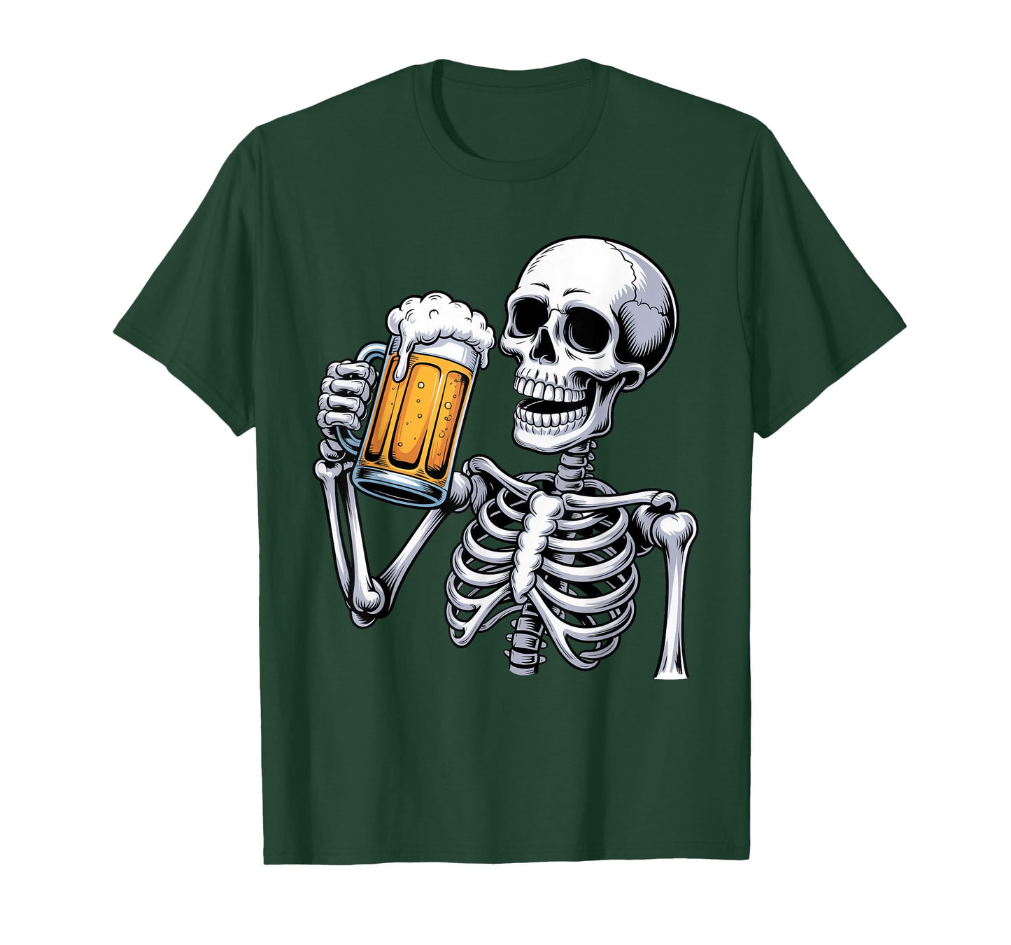 Creepy Skeleton Drinking Beer Halloween Costume Mens Womens T-Shirt
