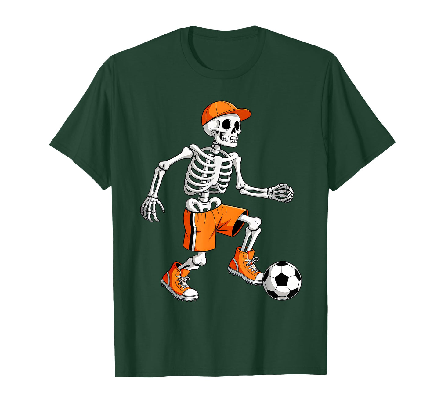 Funny Skeleton Play Soccer Halloween Costume Boys Men Kids T-Shirt