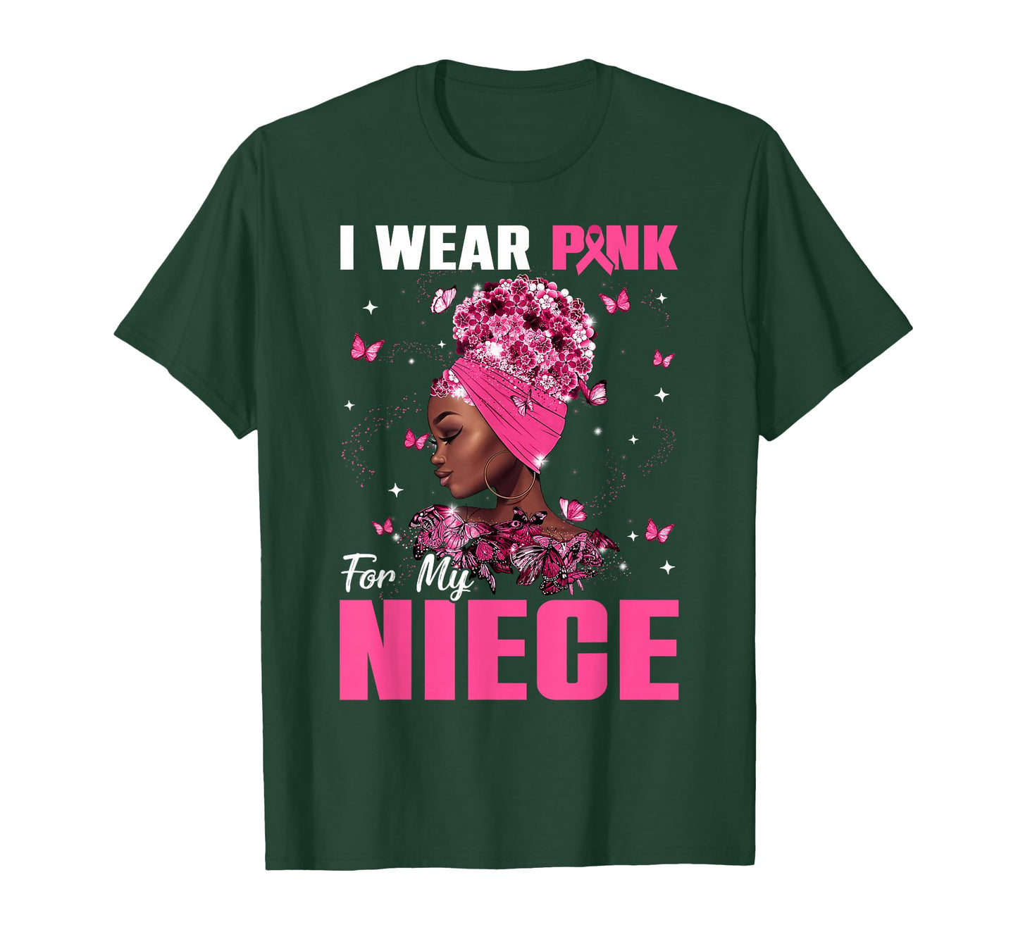 I Wear Pink For My Niece Breast Cancer Awareness Afro Women T-Shirt
